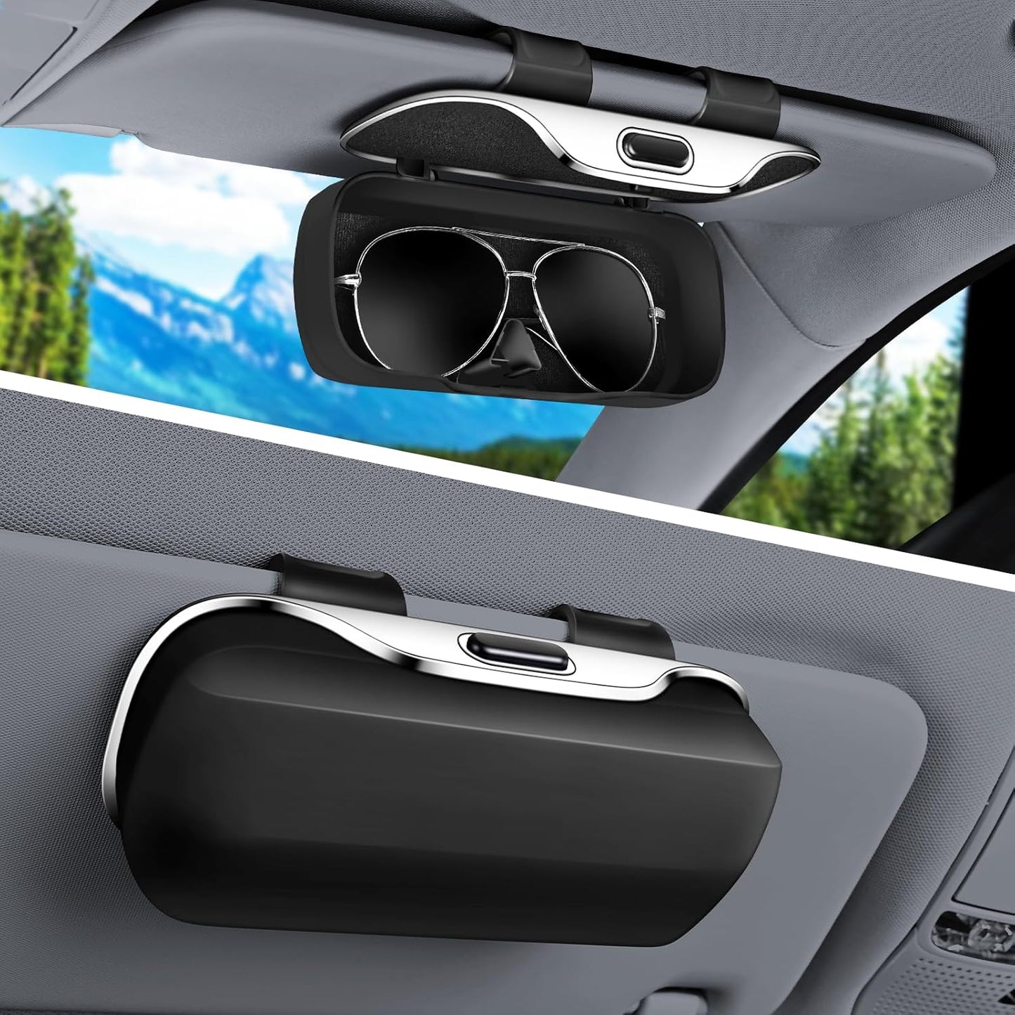 Sunglass Holder for Car Visor Clip, Car Accessories Visor Glasses Holder, Vehicle Visor Accessories Sunglass Holder, Car Sunglass Holder Suitable for Truck and Sedan to Place Sunglass (Black)