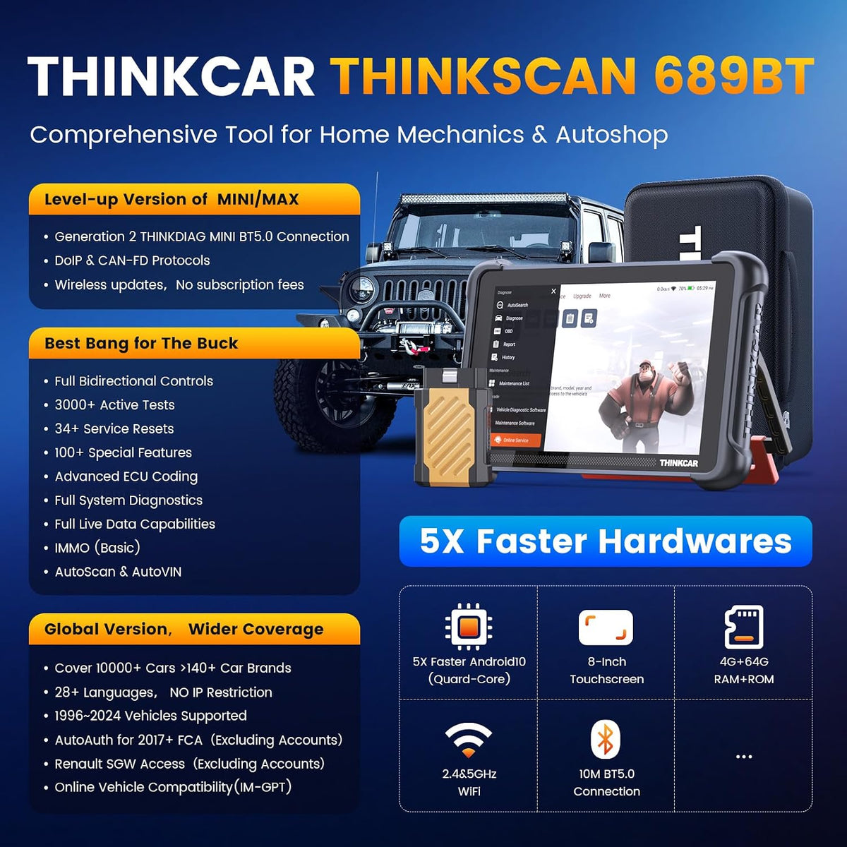 THINKCAR Bidirectional Scan Tool THINKSCAN 689BT OBD2 Scanner for Car