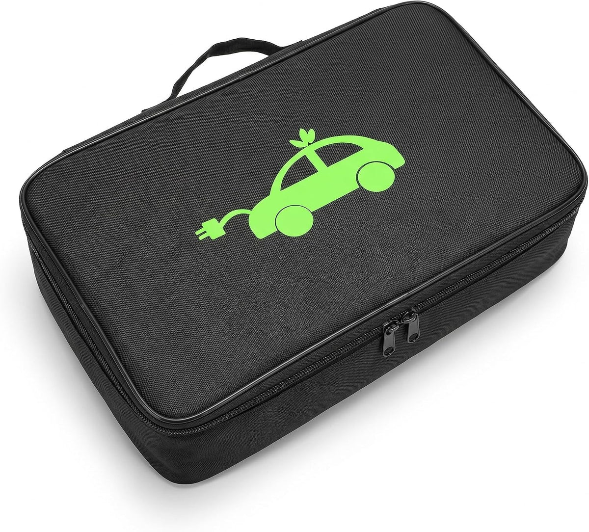 1 Pack EV Charging Cable Storage Bag, Oxford Cloth Charging Cable Bag with Dual Metal Zipper, Portable Jumper Carry Case for Electric Car RV Camper Trailer Accessories (Black)