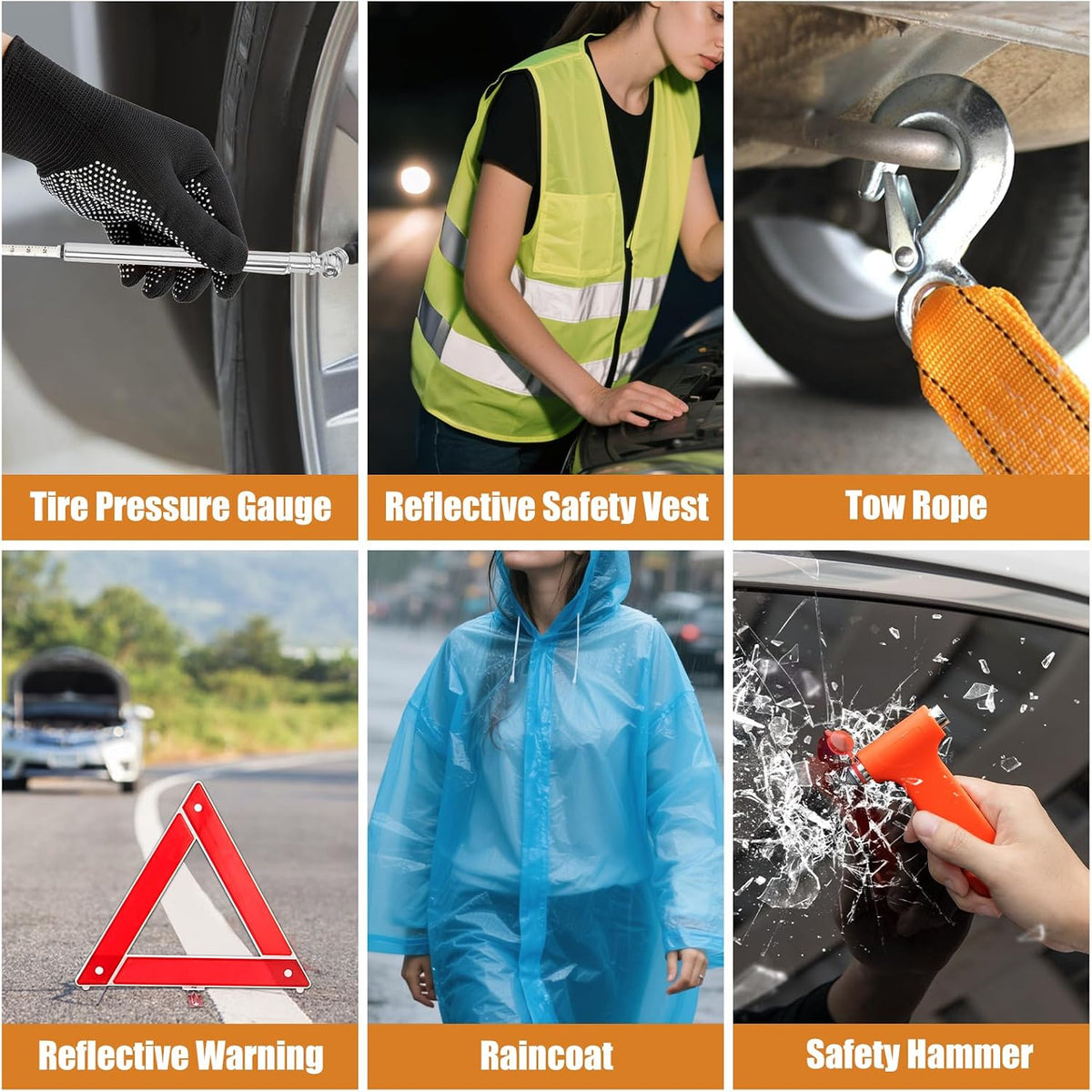 Roadside Emergency Kit with Scissor Jack for Car Safety Kit Emergency Roadside Kit for Car
