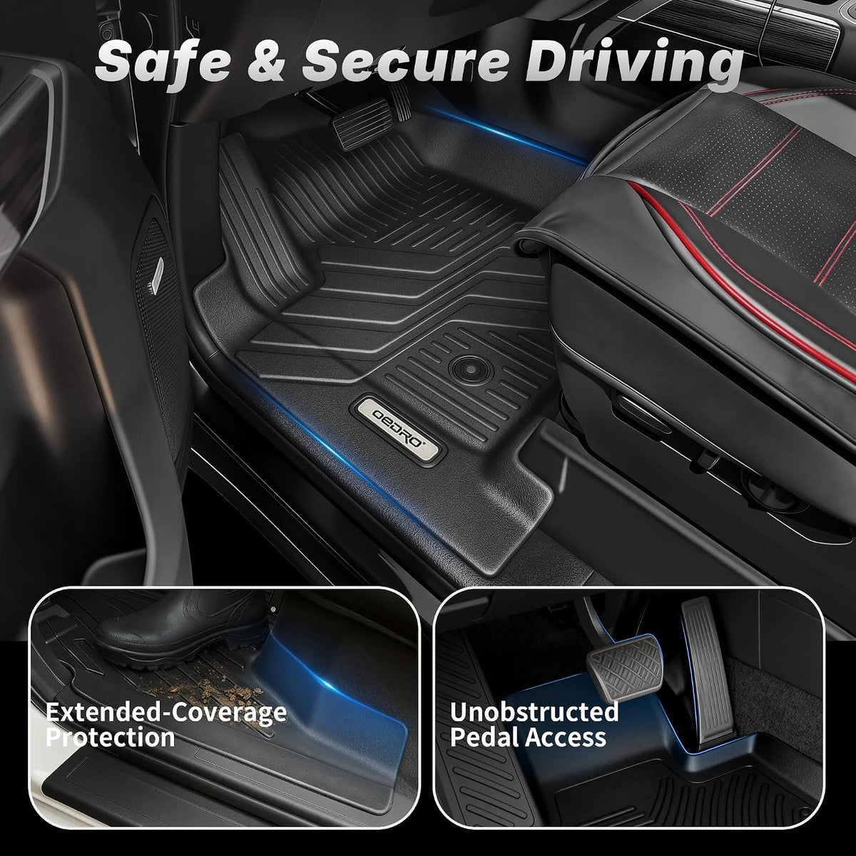 OEDRO Upgraded Floor Mats for 2019-2026 Chevy Silverado/GMC Sierra 1500 Crew Cab & 2020-2026 Silverado/Sierra 2500HD 3500HD, Bucket Seat, All Weather Custom Fit Silverado Accessories Floor Liners