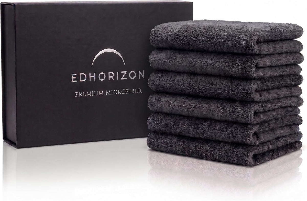 Premium Edgeless Microfiber Cleaning Cloths - 550GSM Short Pile, Lint-Free Coral Fleece 80/20 Blend, Scratch-Free Rags for Auto Detailing - 16x16 in, 6 Pack