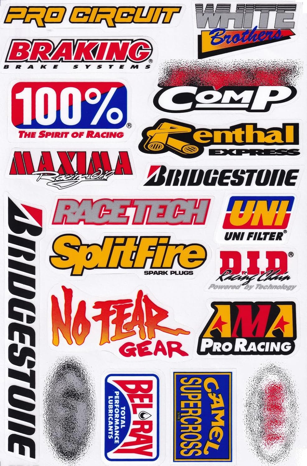 Set of 6 Multicolor Racing Stickers by Biker for Car, Metal, Plastic, Glass, Vinyl, Waterproof, Rectangular, Outdoor, Motorsports