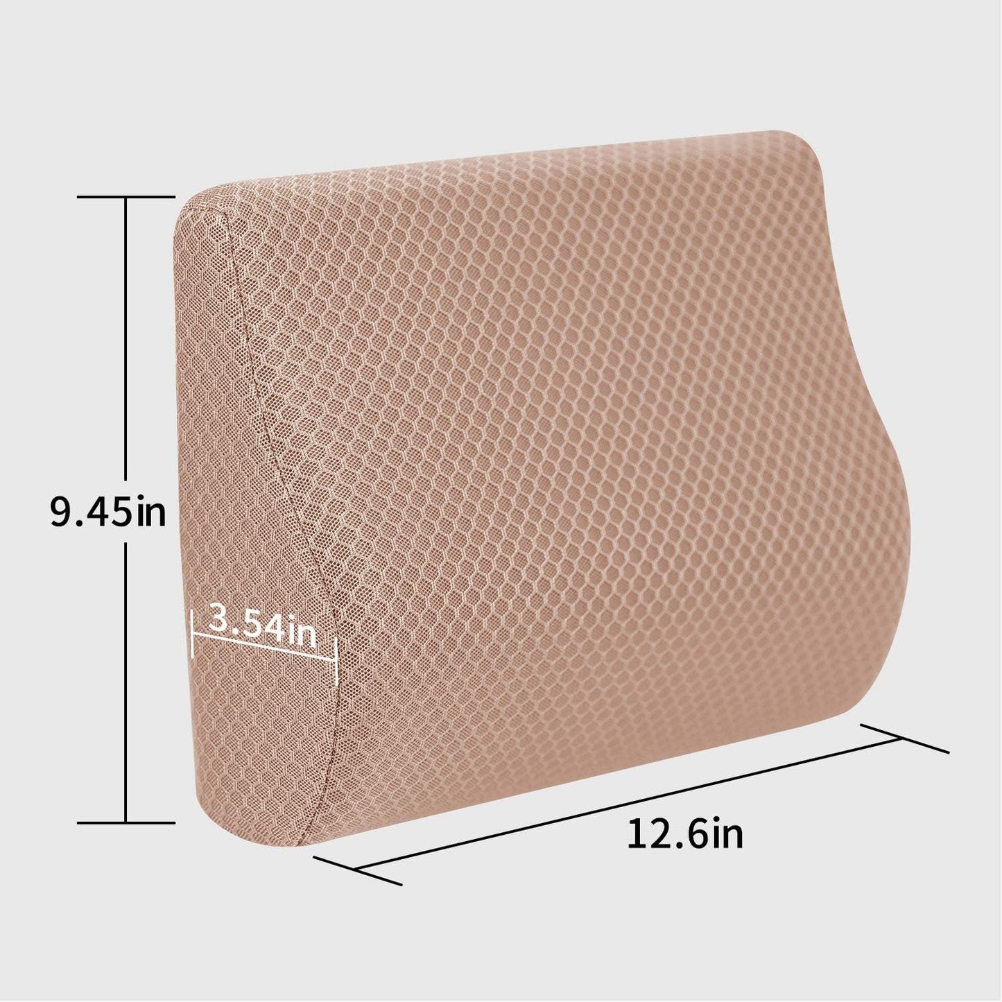 Memory Foam Lumbar Support Pillow for Car - Lower Back Support Cushion for Driving, Back Pain Relief for Car Seat, Office Chair, Wheelchair (Beige)