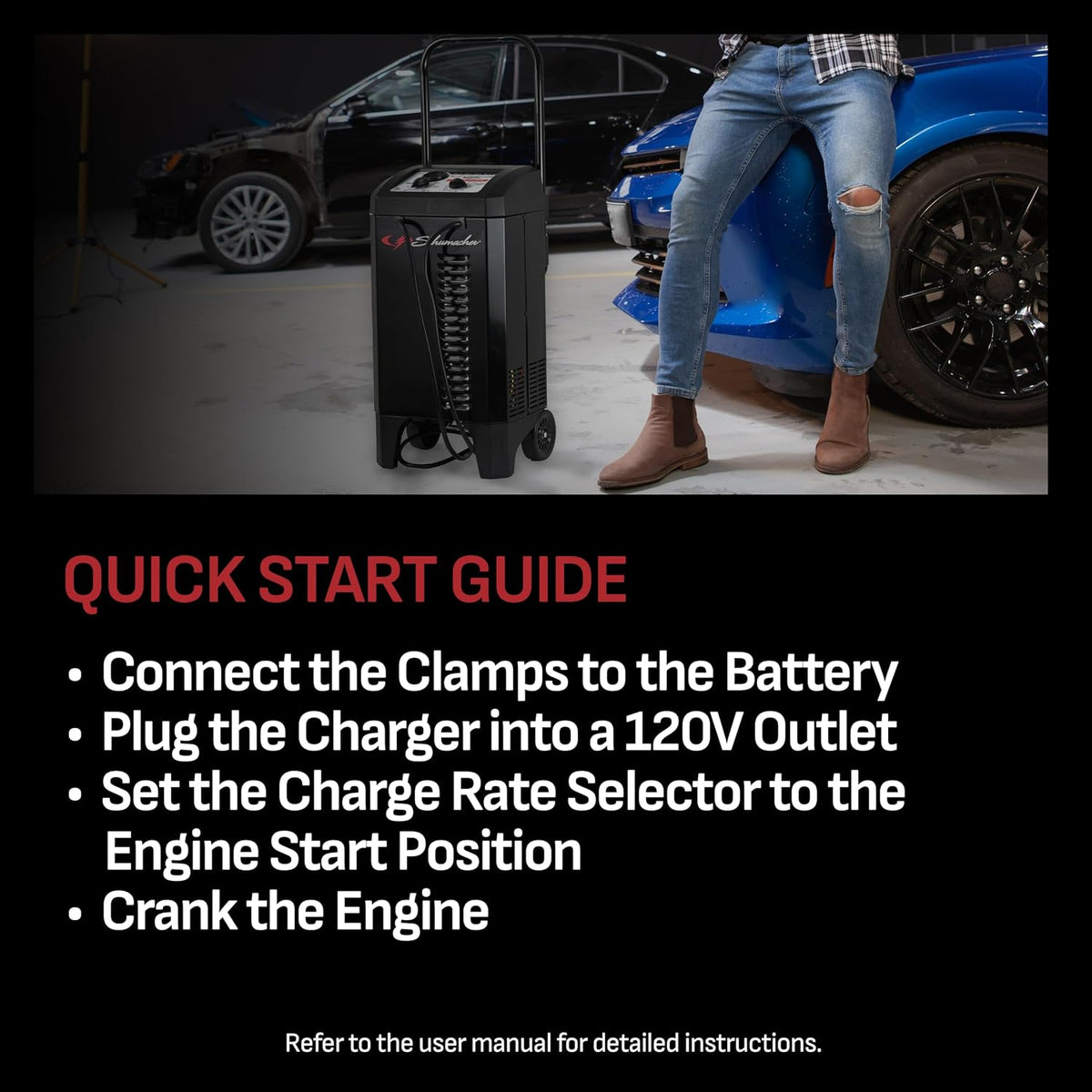 Schumacher Electric Wheeled 10A Car Battery Charger & Maintainer – SC1446