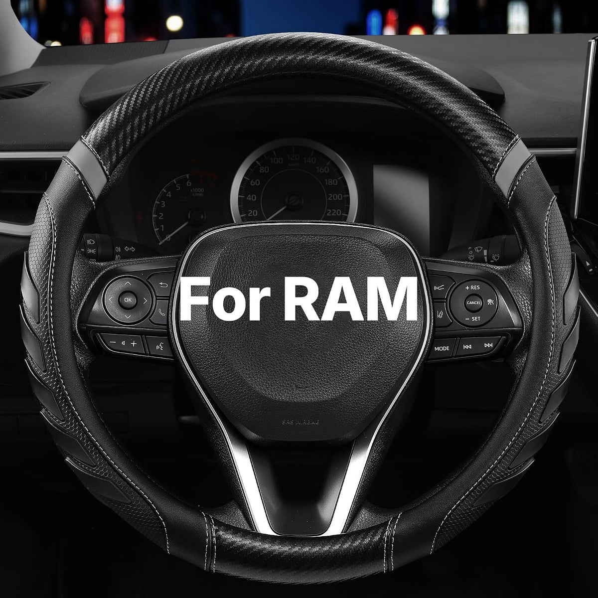 West Llama Customized Auto Car Steering Wheel Cover for Dodge RAM 1500 2500 3500, 15.5-16 inch (Dark Brown - Large Size)