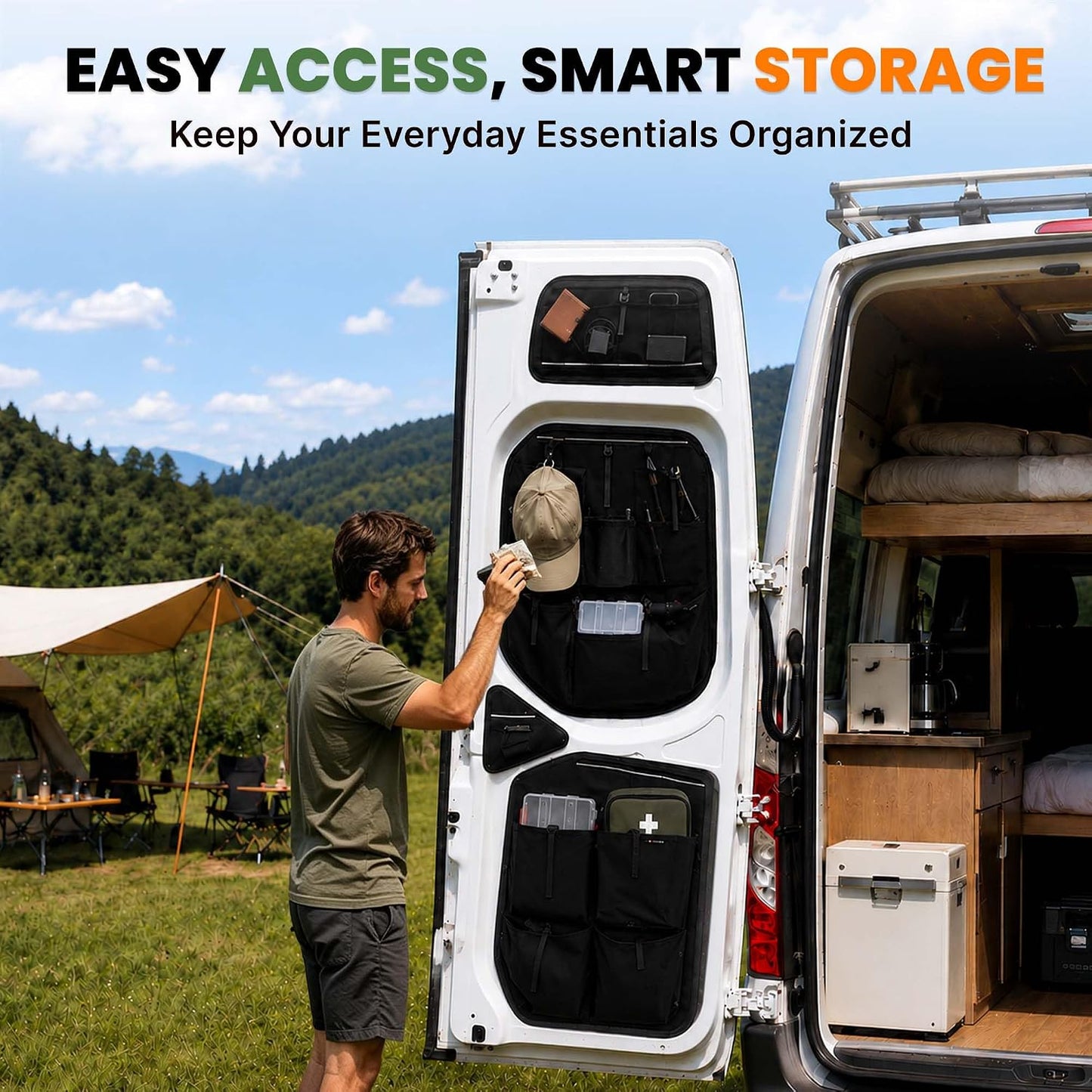 MELIPRON Rear Door MIDDLE Storage Panels Fit for Mercedes Sprinter | VS30 High/Mid Roof 2019-2026, Pair of Modular Bags, Extra Storage Capacity, Space-Saving Design, Ideal for Van Organization