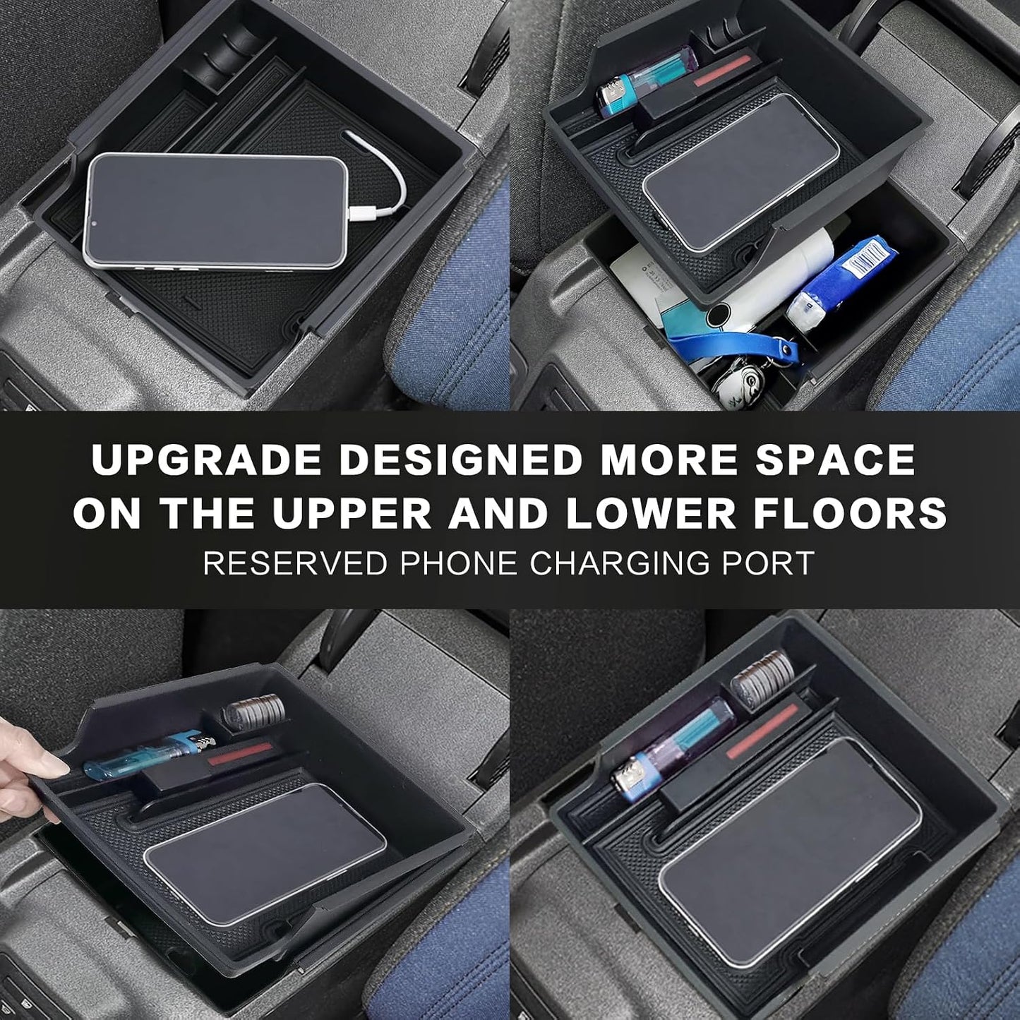 4PCS for Ford Bronco Accessories 2024 2021 2022 2023 2/4 Door Car Interior Bronco Accessories Console Shifter Storage,Glove Box Dividers Organizer,Handle Organizer,Armrest Storage Box（not for 2025)