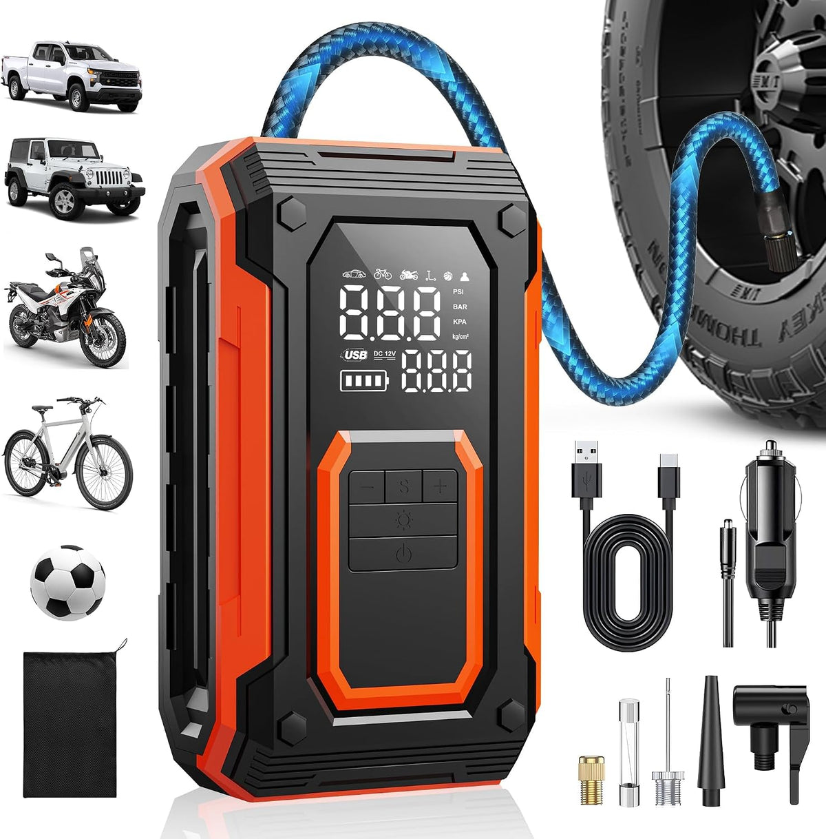 Tire Inflator Portable Air Compressor Cordless Air pump for Car Tires