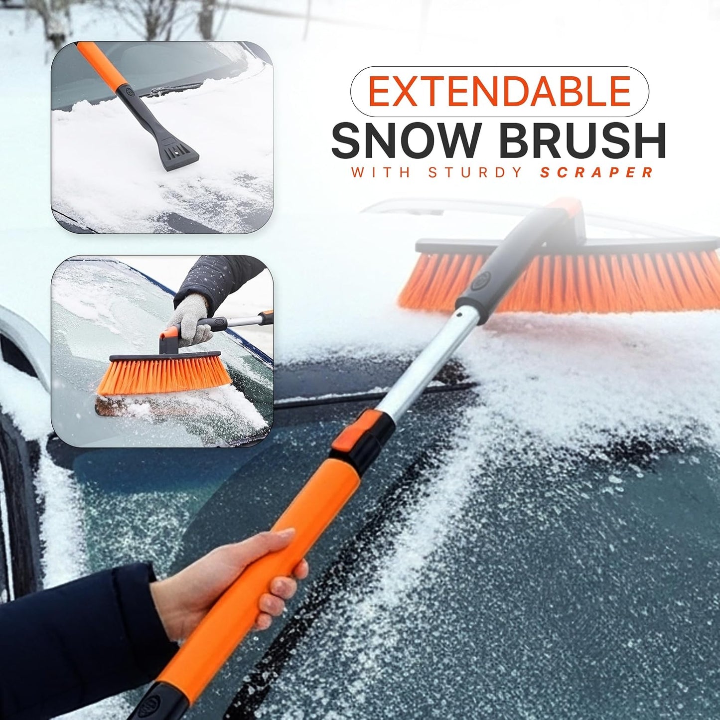 Utopia Home 31" to 37” Extendable Snow Brush for Car and Ice Scrapers for Car Windshield, 360° Rotation Brush Head Snow Broom for Truck and SUVs with Ergonomic Foam Grip