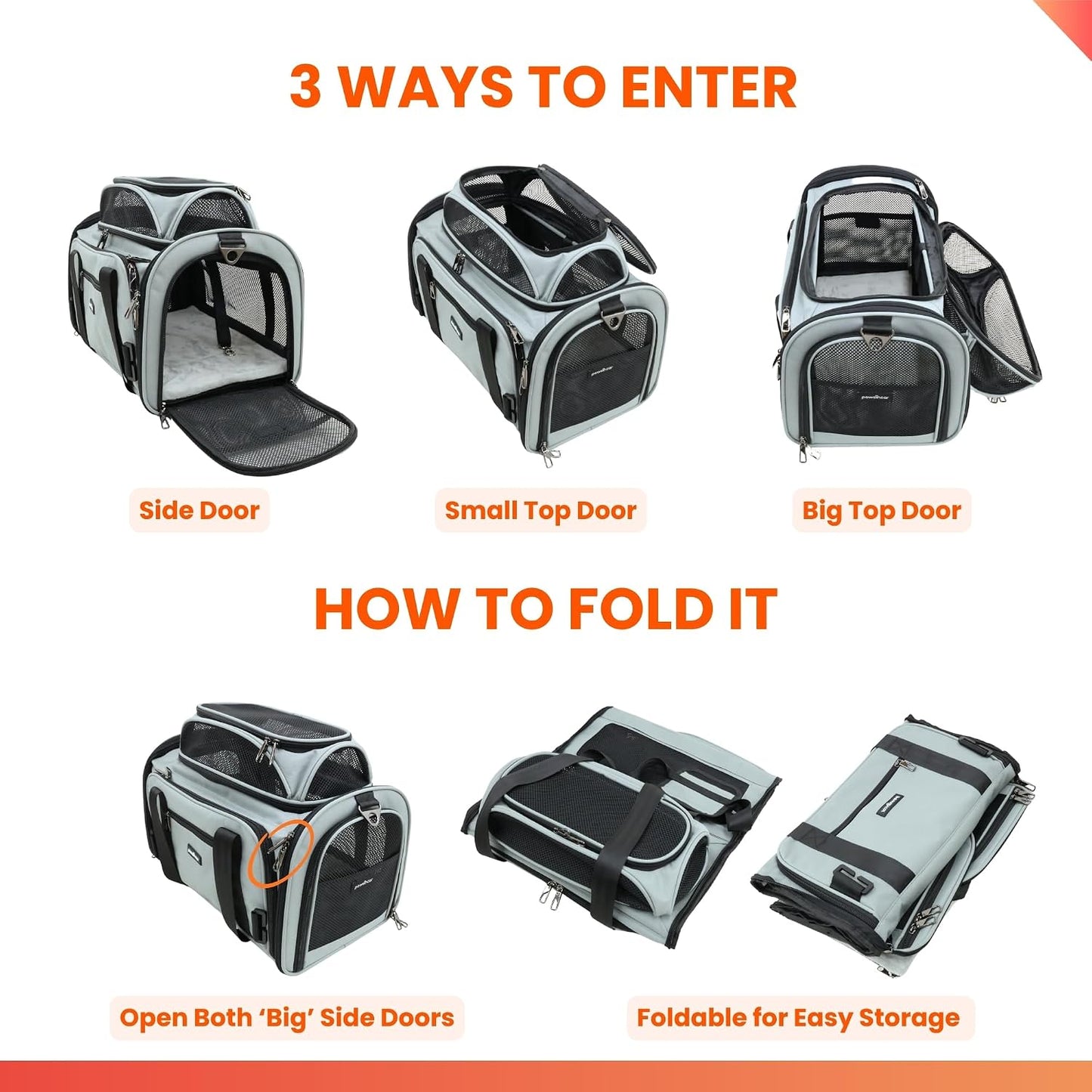 Crash-tested Top and Side Expandable Cat Carrier Large & Small Dog Car Seat - CPS Certified for Crash Protection & Safe Pet Travel (20x13x13)