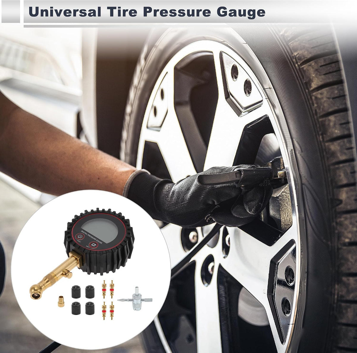 1 Set Tire Pressure Gauge 200PSI 7cm/2.76Inch Digital Pressure Gauge without Battery Tyre Air PSI Meter for Motorcycle SUV Truck