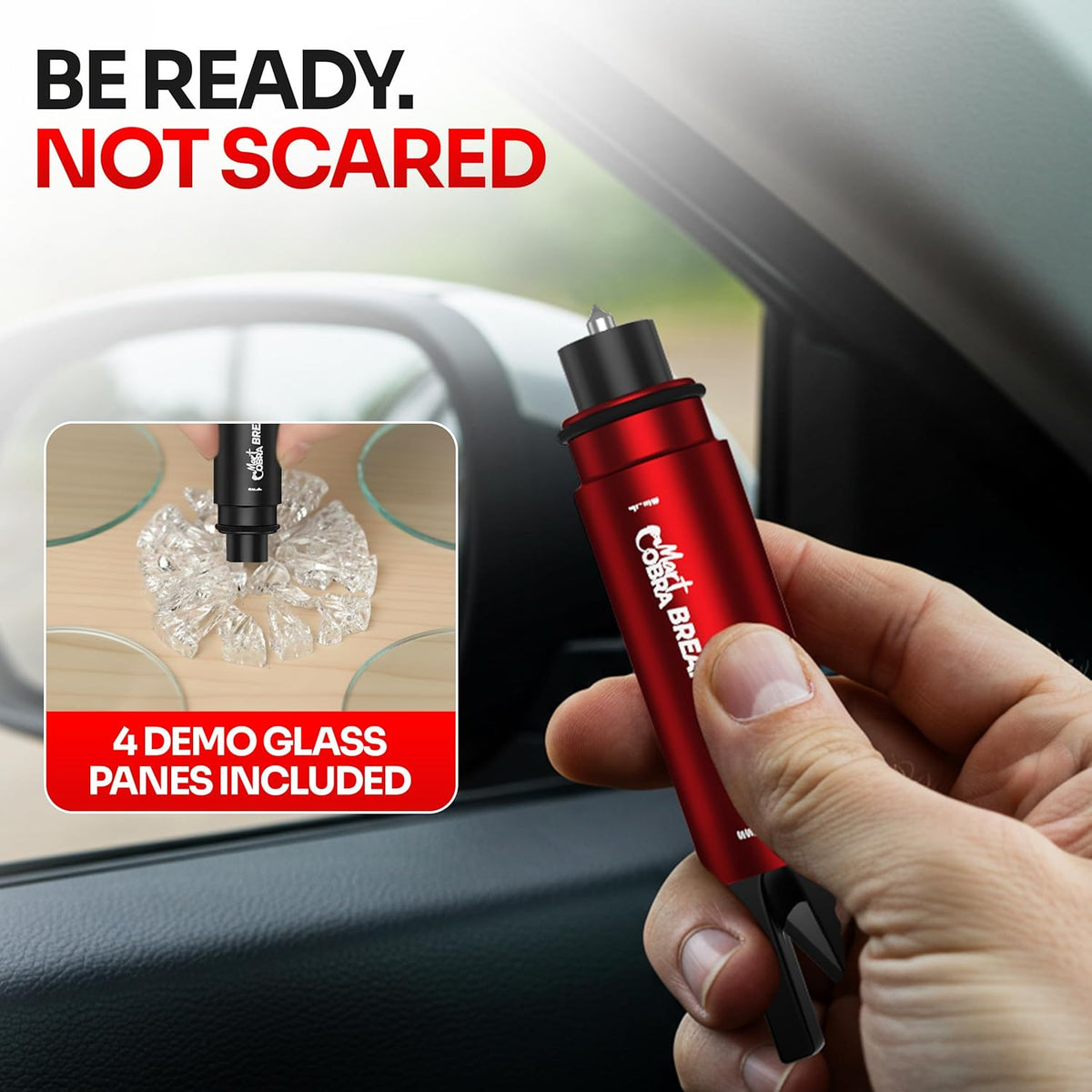 Car Window Breaker Seatbelt Cutter [4 Pack] – Emergency Glass Breaker Tool for Car – 2-in-1 Safety Hammer Life Hammer – Car Essentials, Car Must Haves, Auto Escape Keychain, Emergency Break & Escape