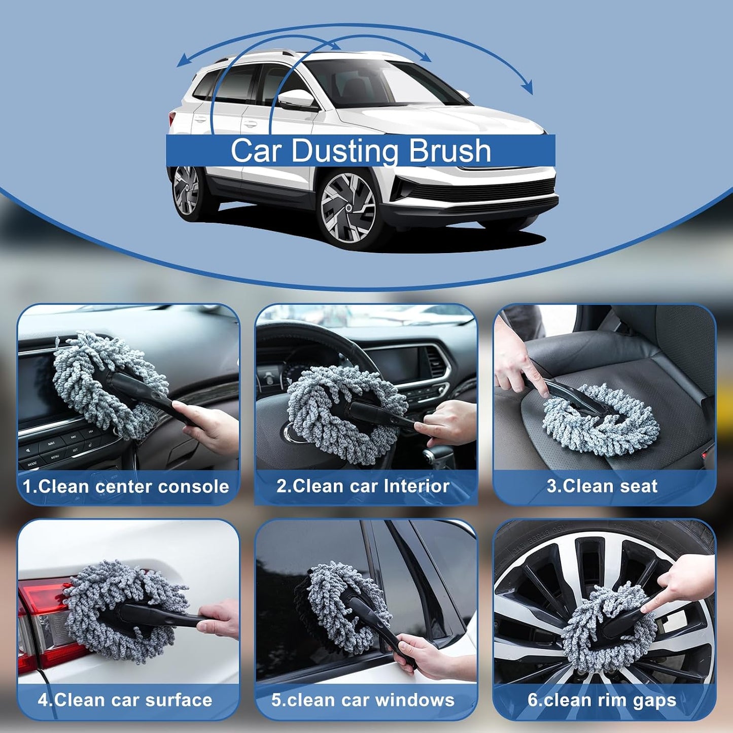 Windshield Cleaner Tool, 13Pcs Car Interior Cleaning Kit, Car Detailing Kit Interior Cleaner, Car Detailing Brushes, Car Cleaning Gel, Inside Cleaning Supplies Accessories for Women Men