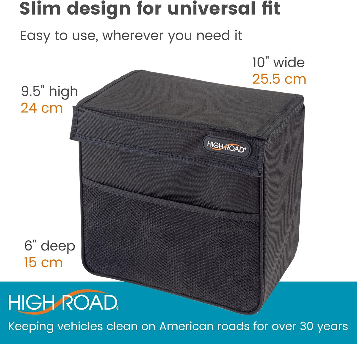 Weighted Car Trash Can with Lid, Storage Pocket and Leakproof Liner