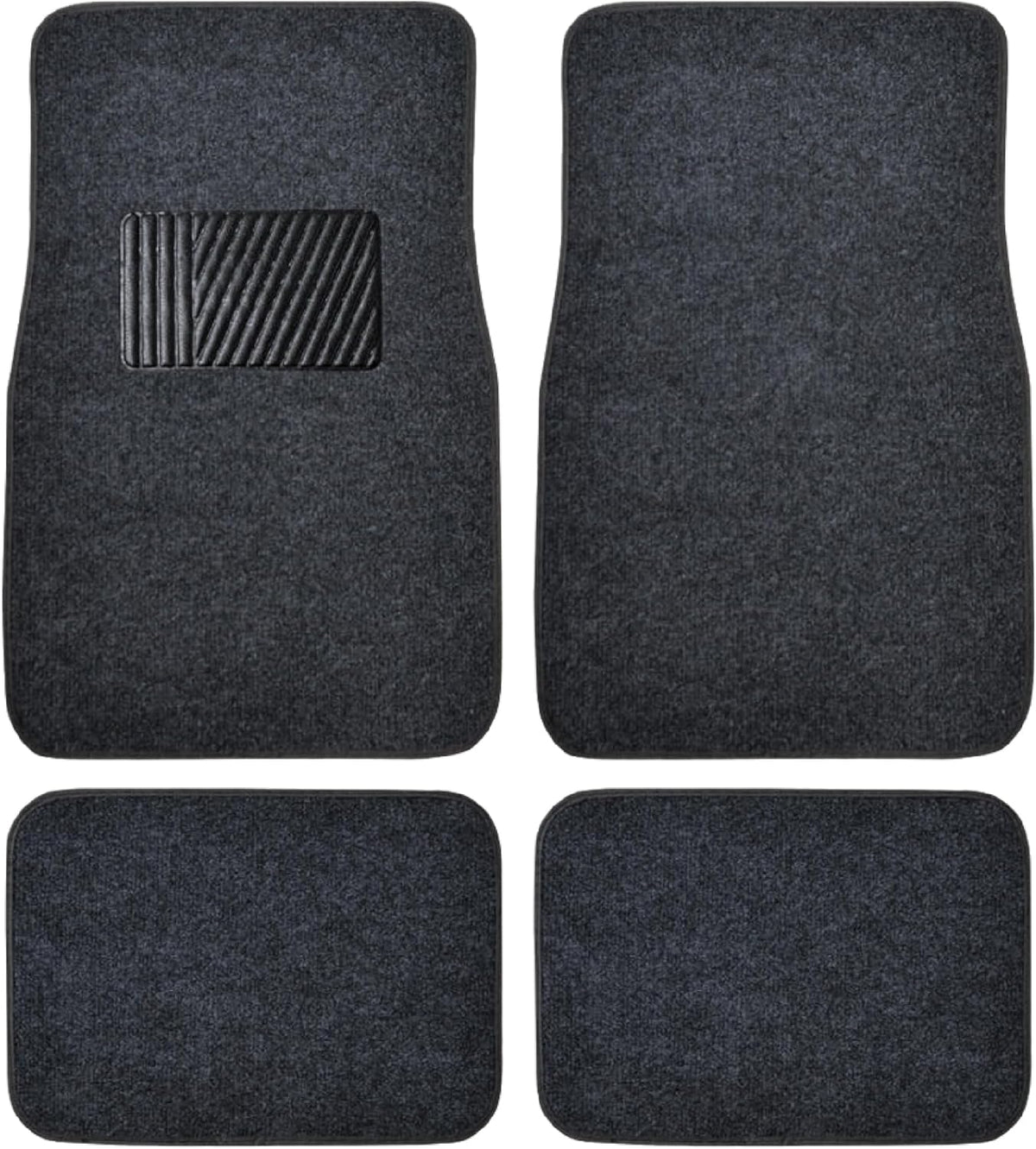 BDK Classic Carpet Floor Mats for Car & Auto - Universal Fit -Front & Rear with Heelpad (Dark Gray)