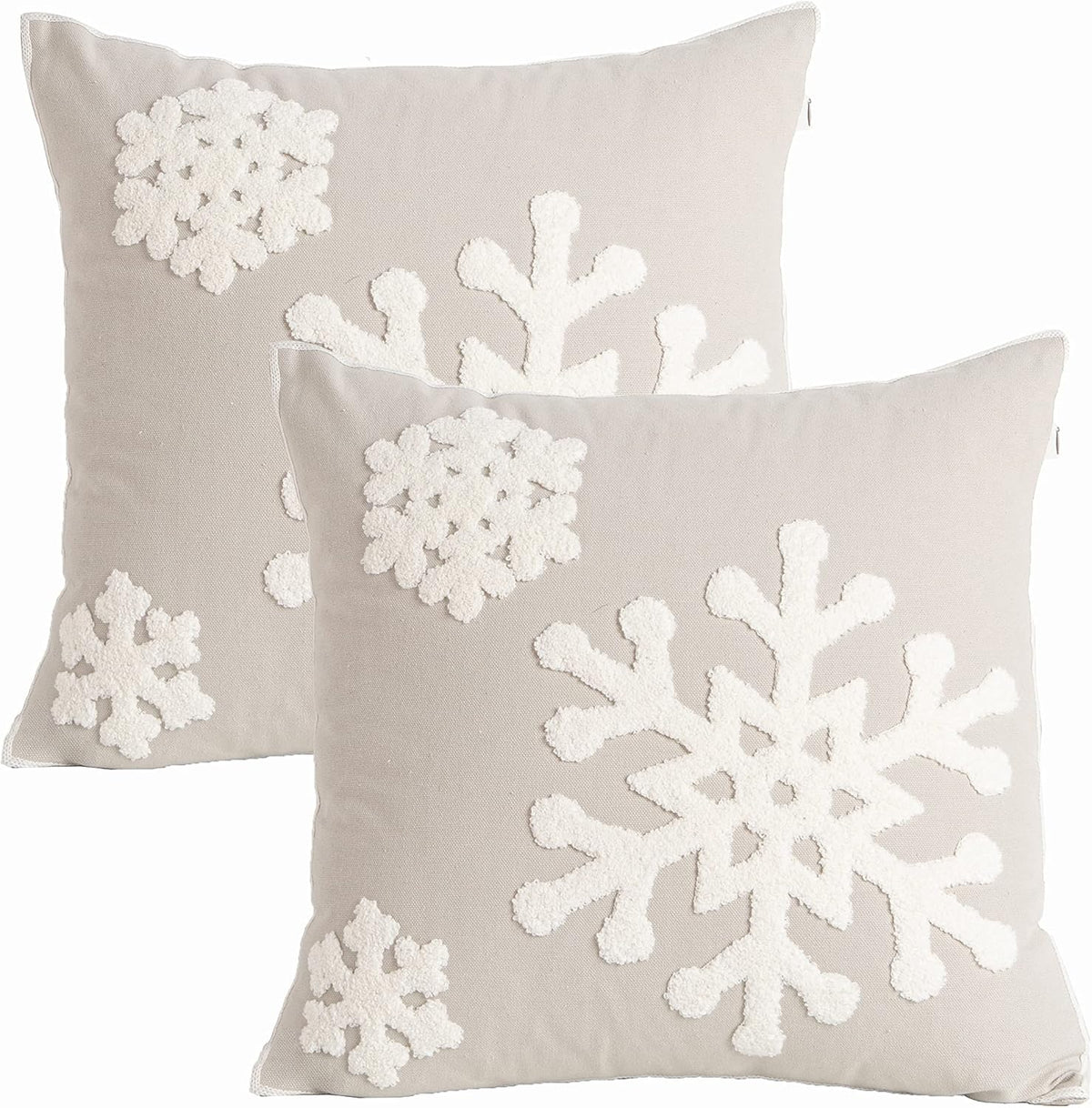 18x18,Cotton Christmas Blessing Throw Pillow Cover for Bed Sofa Cushion Car Snowflake Embroideried Pillowcases,1pair Grey