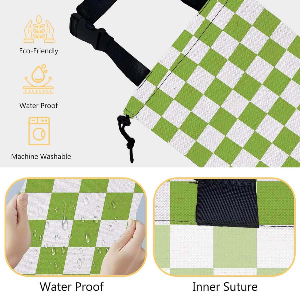 Car Trash Bag Waterproof Hanging Car Garbage Bag Green Checkered Plaid
