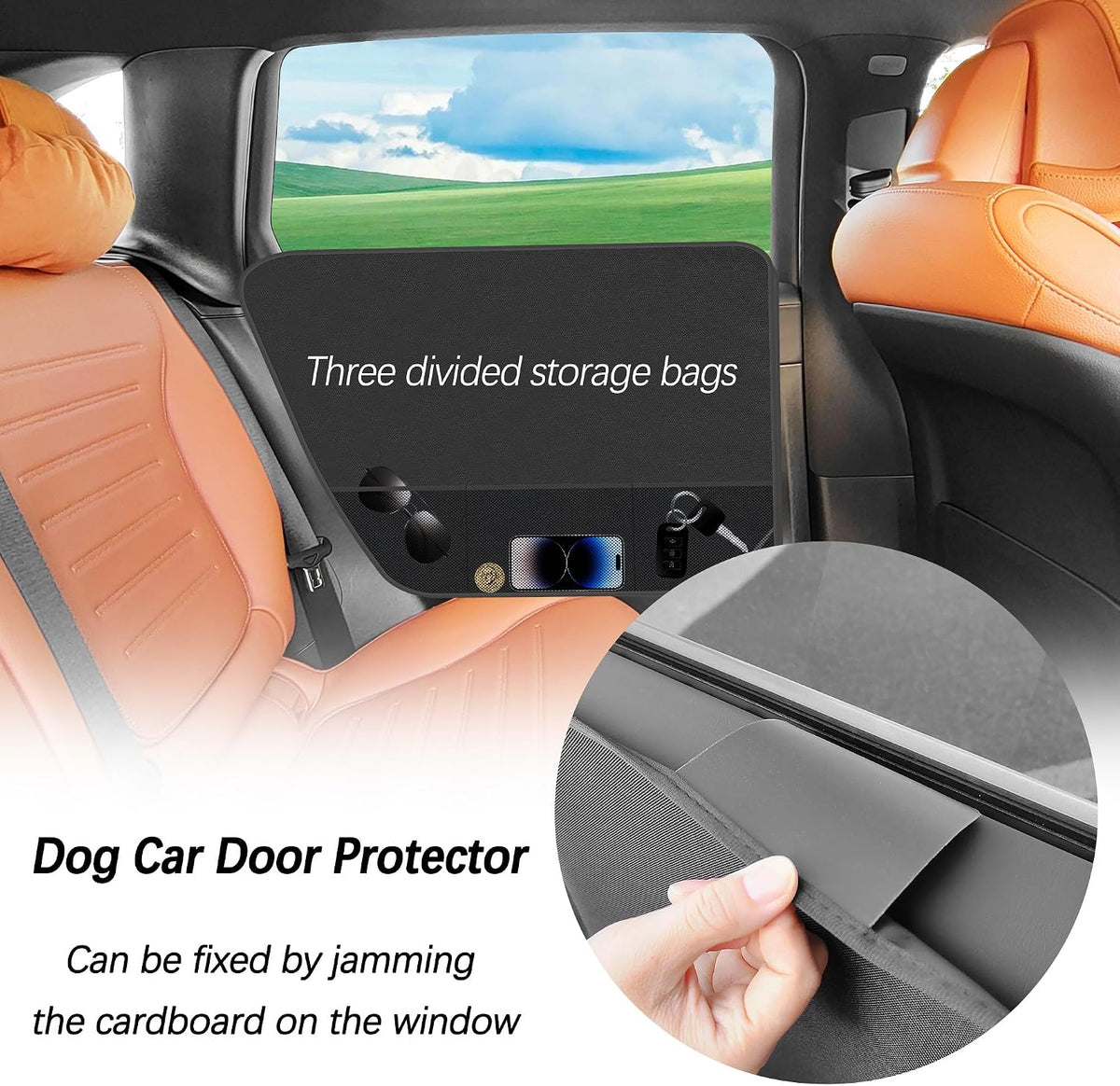 2PCS Car Door Protector for Dogs with Net Storage Pockets,Anti Scratch Dog Car Door Protector Installation on Window,Universal Interior Accessories Door Covers for Dogs