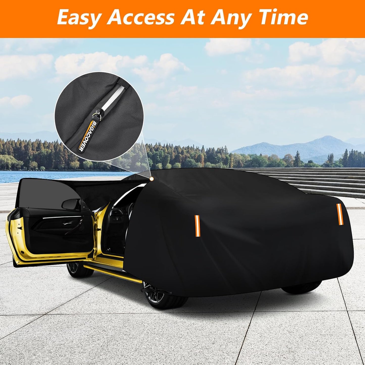 Car Cover for Jeep CJ7 1976-1986, Waterproof 420D Oxford Cloth and Cotton Cover Outdoor Full Car Covers with Zipper Windproof Heavy Duty All Weather Protection
