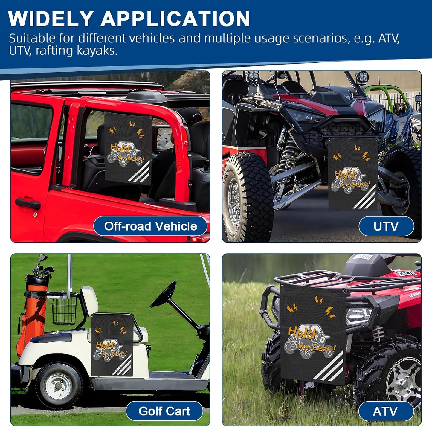UTV Accessories ATV Trash Bag Hanging Special Design Patterns Off Road SXS, RZR, Compatible With Can-Am, Cfmoto, Teryx, Kawasaki, Golf Cart, Arctic Cat Boat Trash Can, Side By Side Accessories