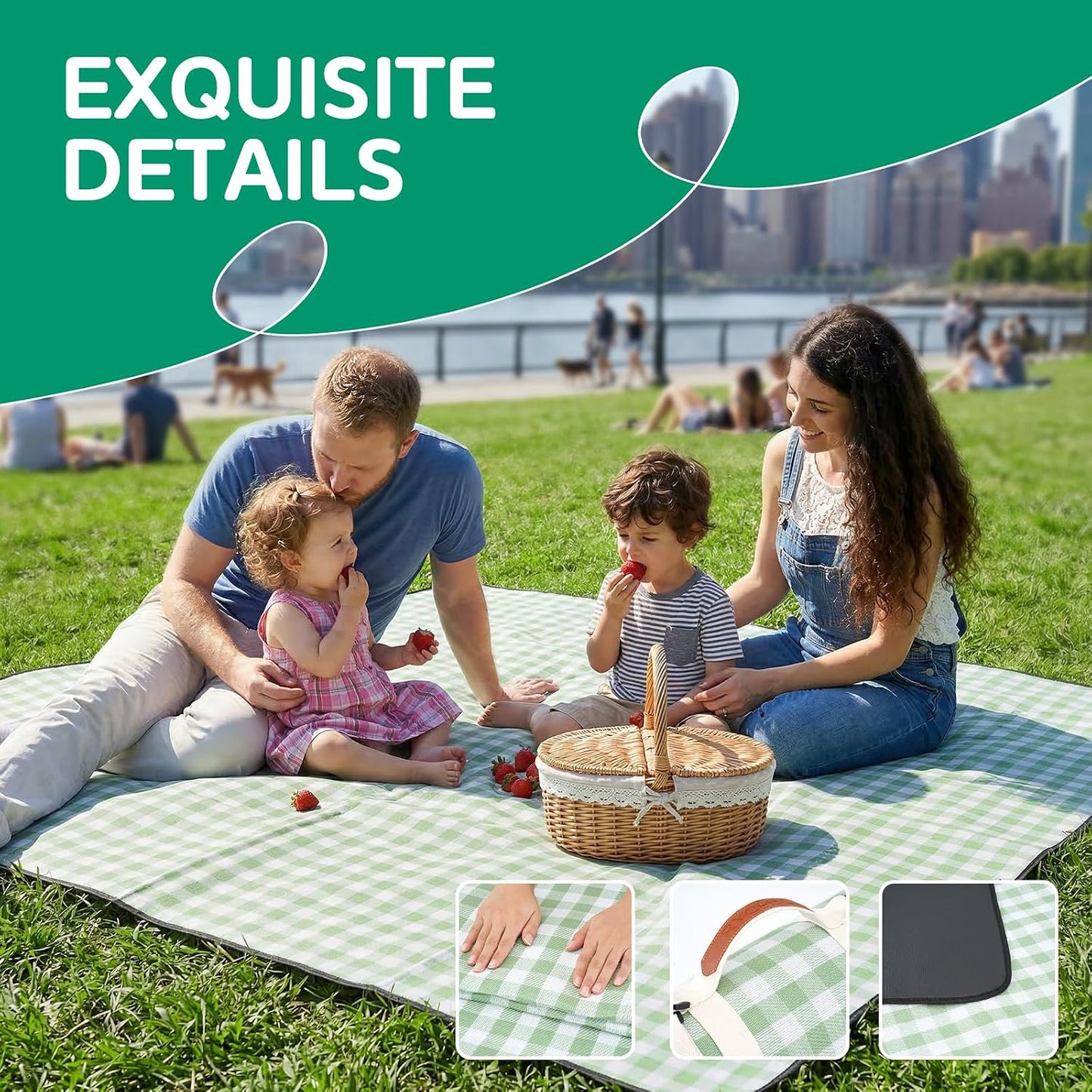 RYCHIC Waterproof Beach Blanket Picnic Camping Mat Rug Extra Large Portable Umbrella Wagon Folding Pop Tent Sun Shelter Shade Canopy Ball Cart Anchor Fan Mesh Rubber Bag Tote Toallas Manta de Playa