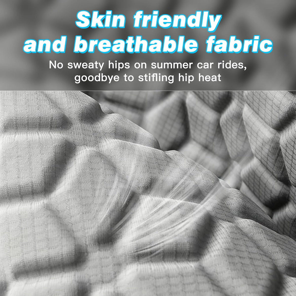 Thin Gel Car Seat Cushion, Non-Slip & Comfortable Automotive Front Seats Cushion Pad for Driver, Breathable Vehicle Interior Mat Cover Accessories (Gray)