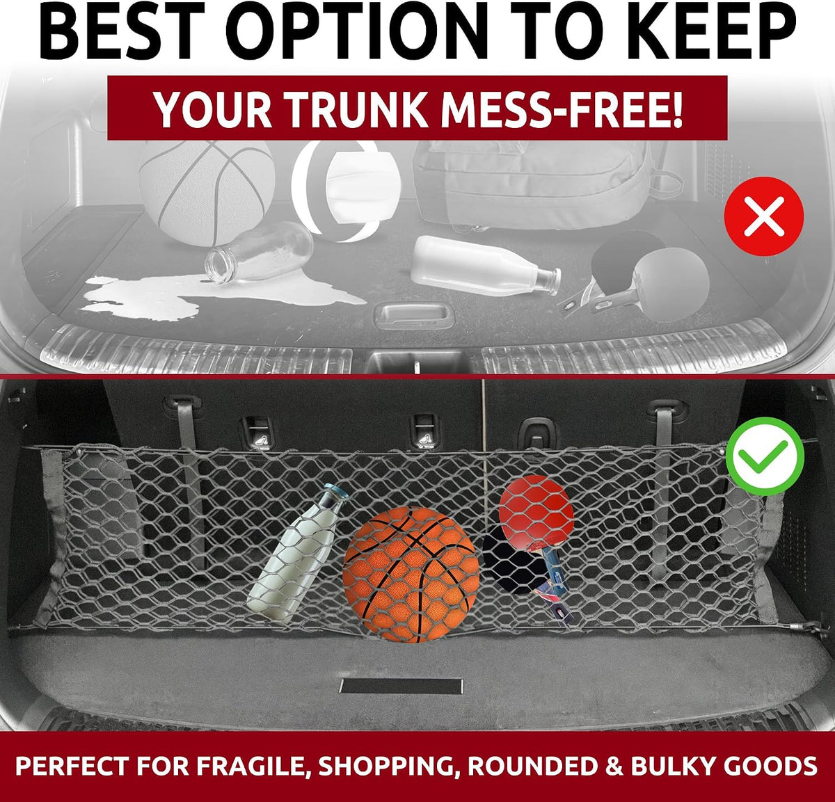 Envelope Style Automotive Elastic Trunk Mesh Cargo Net for KIA Telluride 2020-2024 - Premium Trunk Organizers and Storage - Luggage Net for SUV - Best Car Organizer for KIA Telluride