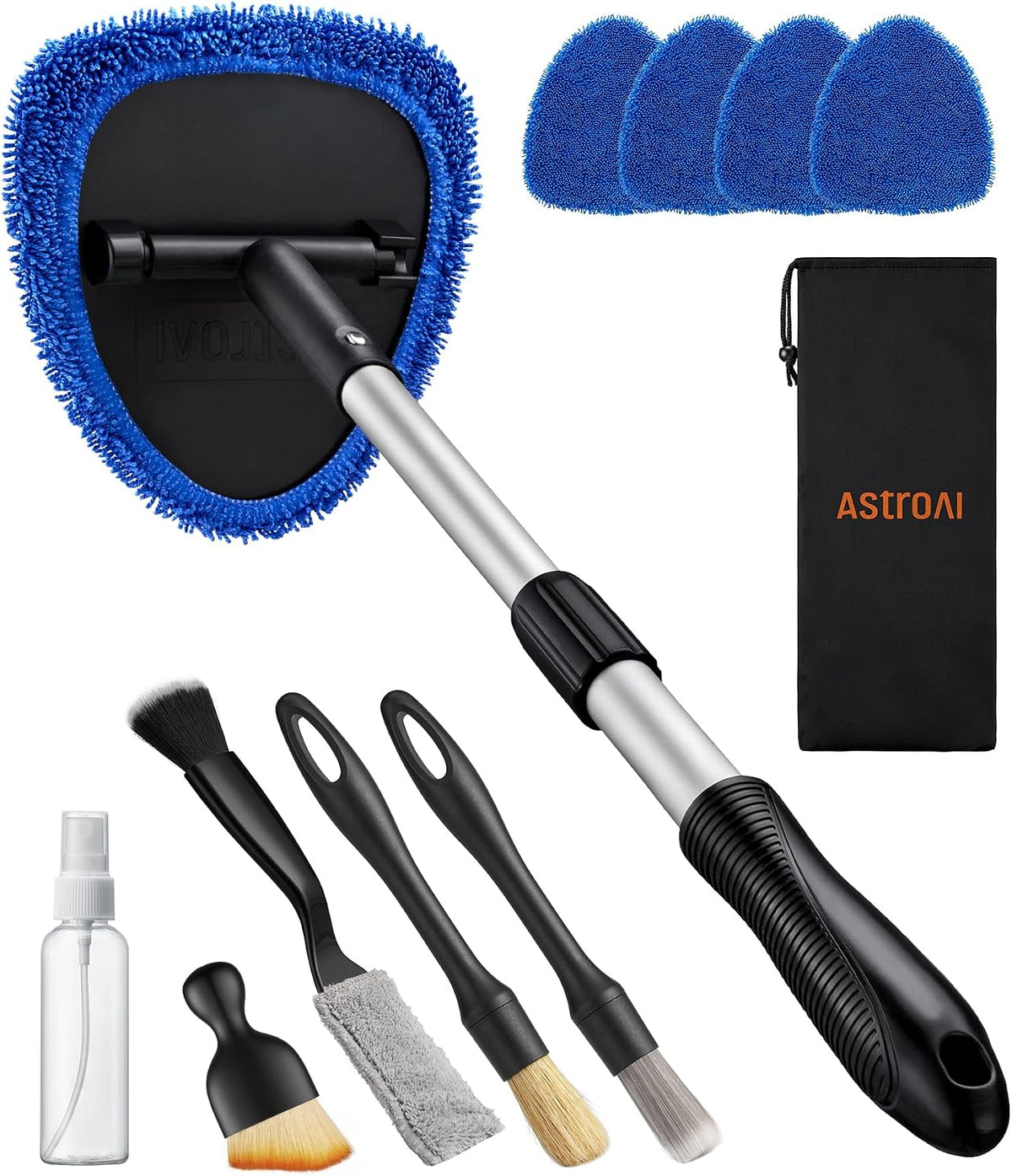 AstroAI 8pcs Windshield Cleaner Tool & Car Interior Detailing Kit