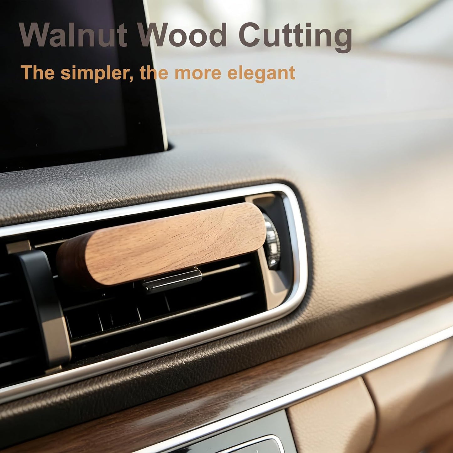 2 PCS Car Essential Oil Diffuser Vent Clip, Wooden Aromatherapy Diffuser with 10 Unscented Refill Fiber Sticks, Reusable Custom Scent Car Air Freshener, Premium Car Interior Accessories