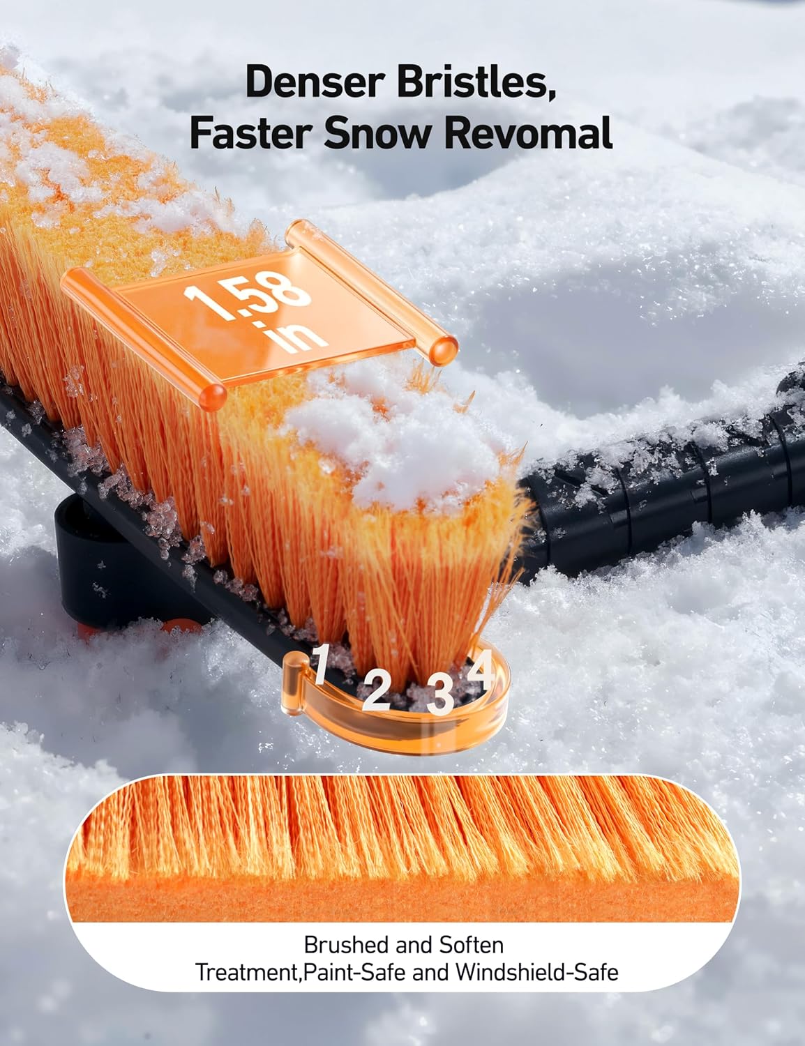 AstroAI 47.2" Ice Scrapers for Car Windshield and Extendable Snow Brush with Foam Grip and 360° Pivoting Brush Head for Auto Car Truck and SUV(Orange)