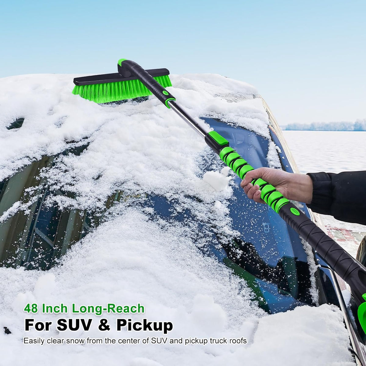 SEAAES 48 Inch Extendable Snow Brush, Windshield Ice Scraper for SUV Truck