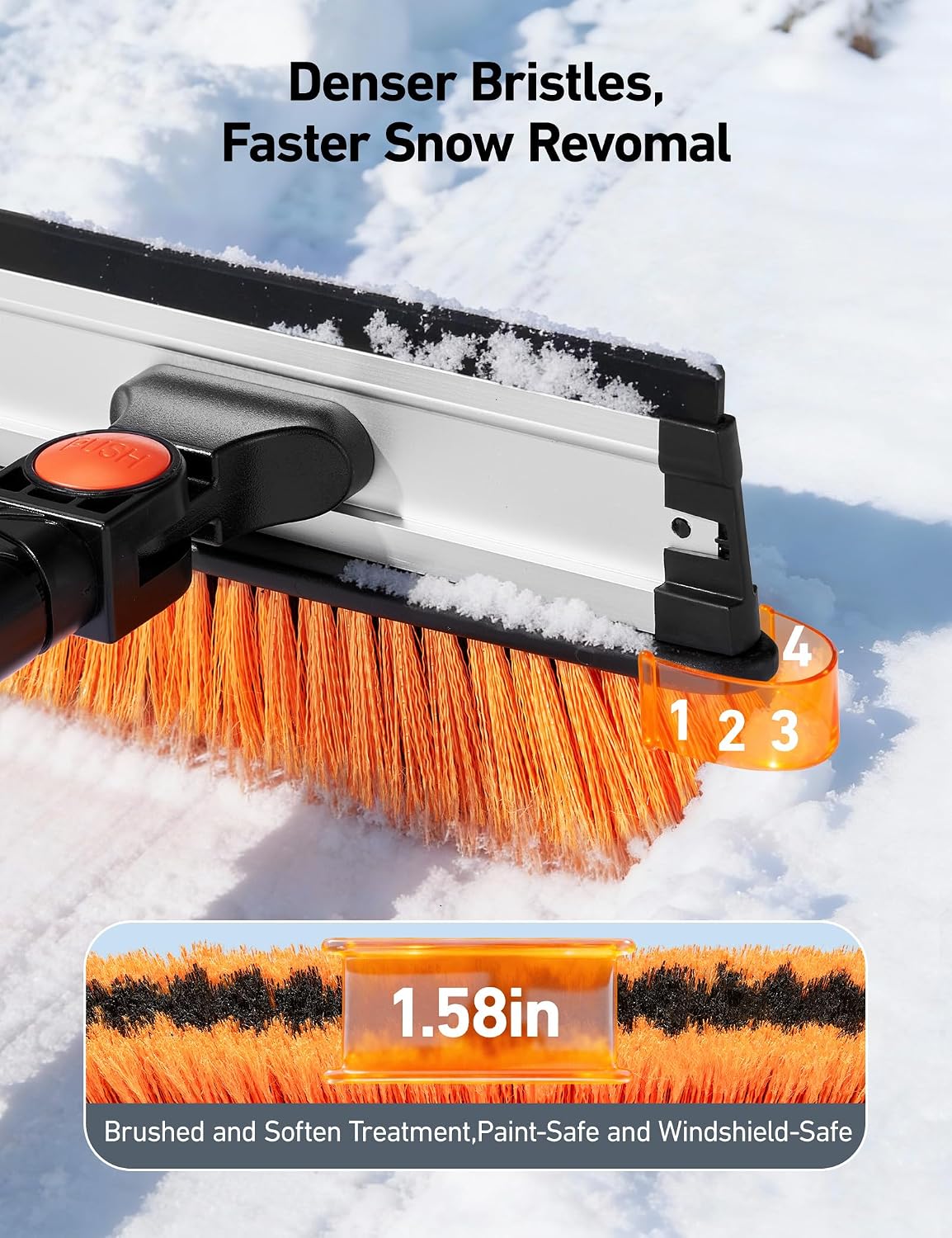 AstroAI 46" Extendable 3-in-1 Snow Brush & Ice Scrapers for Car Windshield