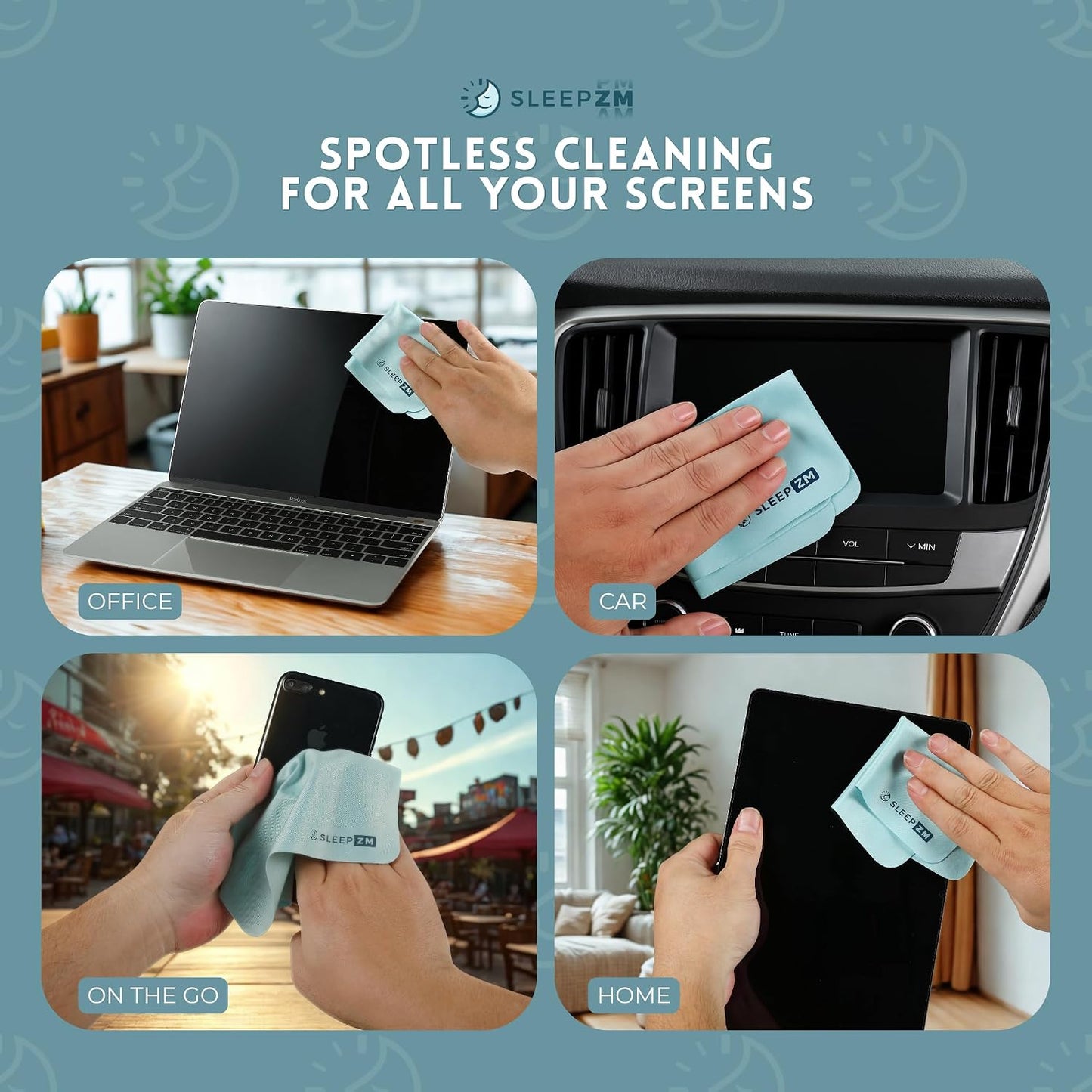 Sleep ZM 15 Pack Special Blue Light Glasses Microfiber Cleaning Cloths - Safe and Effective Cleans Lenses, Screens, Cameras, Eyeglasses, Cell Phone, LCD TV Screens and More (6X7)