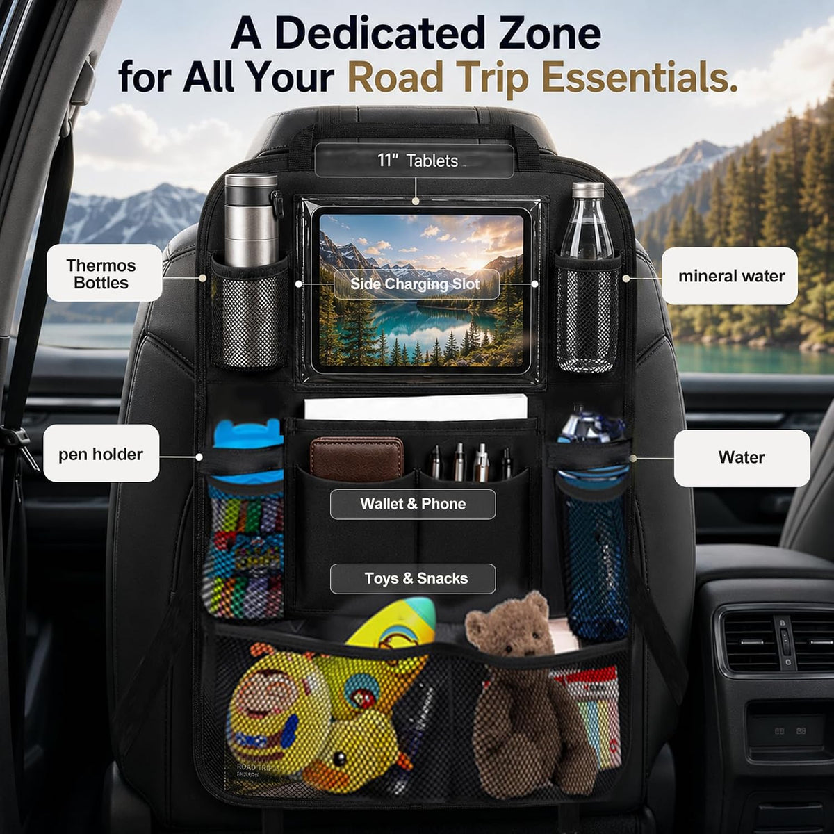 Backseat Car Organizer Universal Seat Back Storage Protector 2 Pack