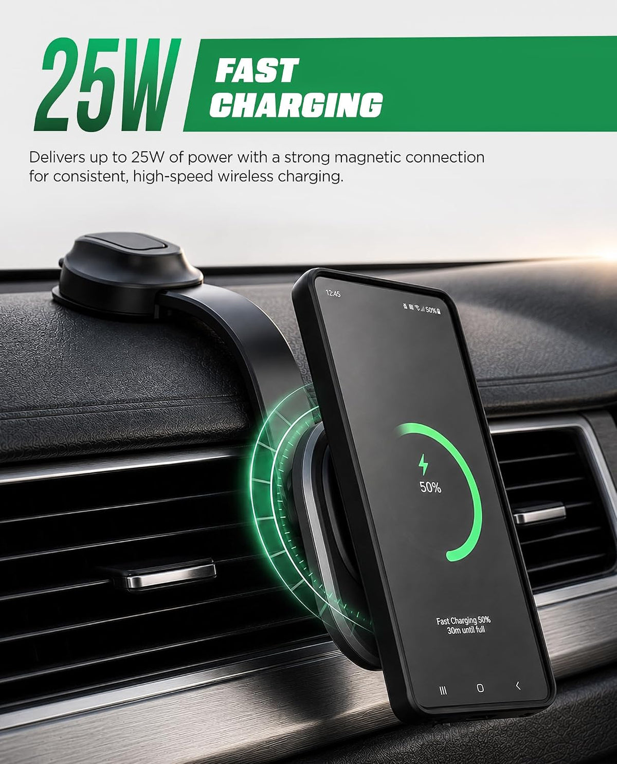 Qi2.2 Certified Wireless Car Mount Charger, 25W Magnetic Fast Charging