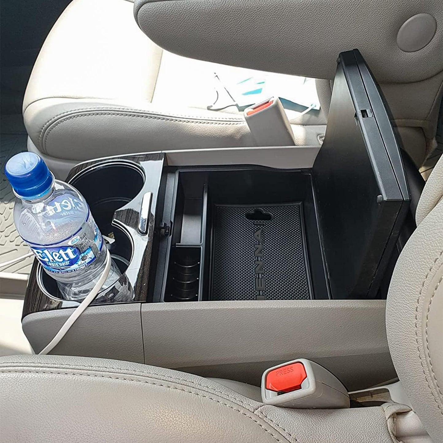 EDBETOS Center Console Organizer Tray Compatible with Sienna Accessories 2011-2015 2016 2017 2018 2019 2020 Secondary Armrest Storage Glove Box Dividers MPV ABS Black Materials (BlackSienna)