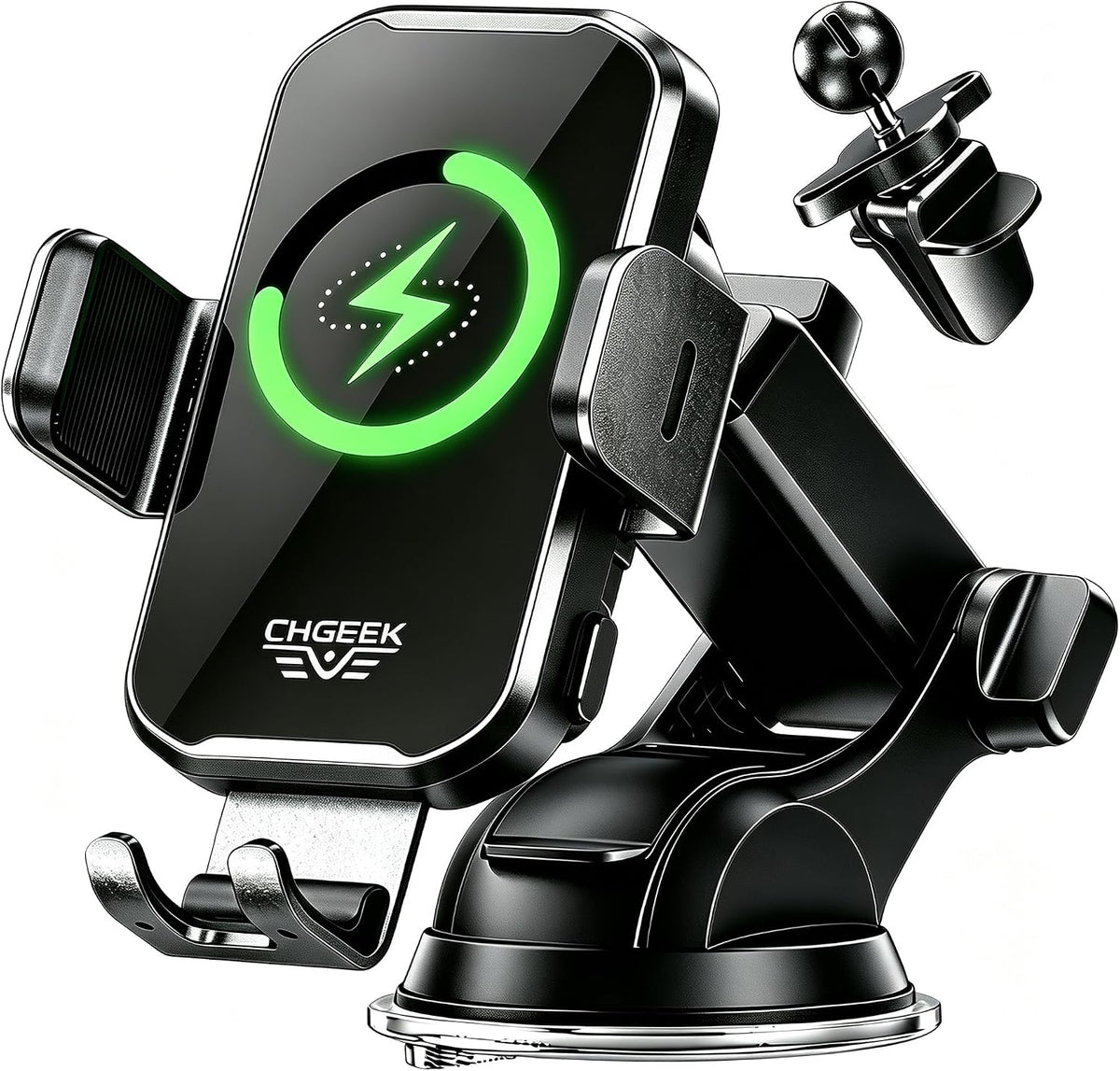 Chgeek Wireless Car Charger, 15W Fast Charging Auto-Clamping Phone Holder