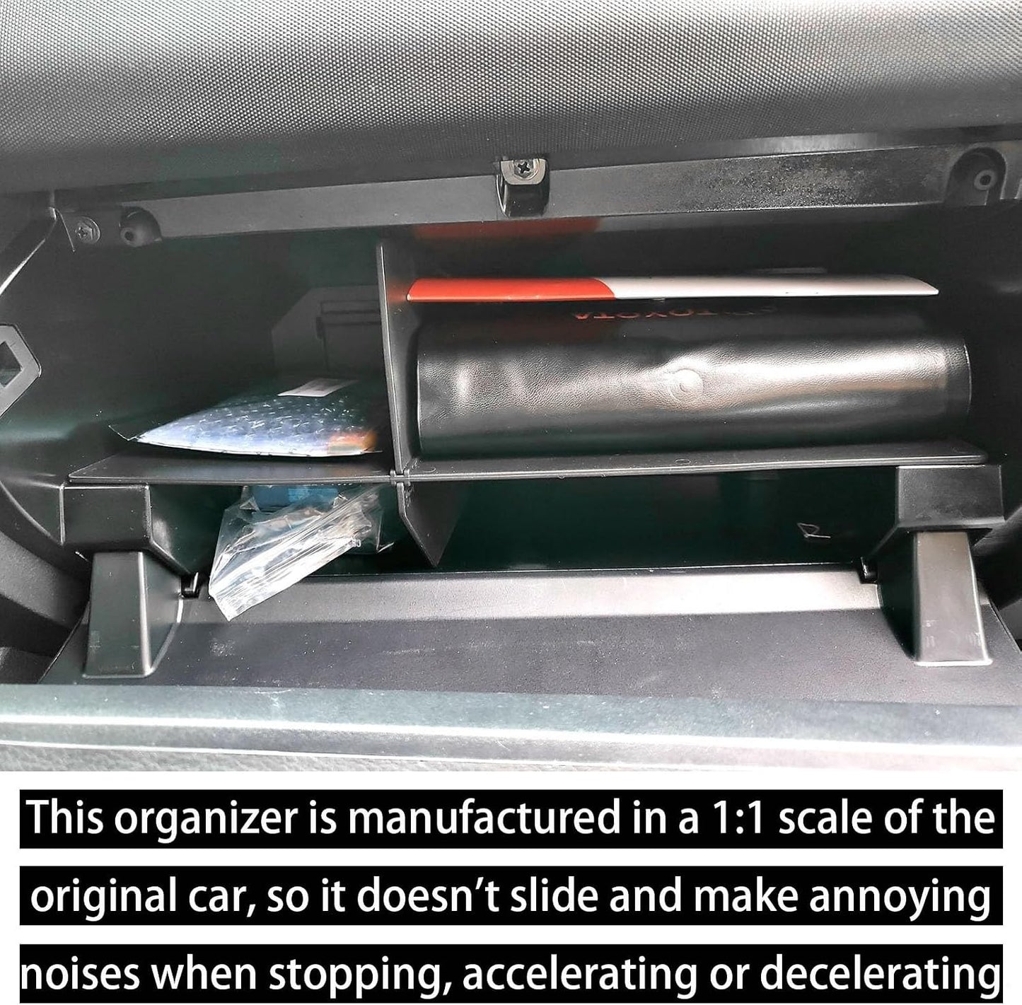 RUNROAD Glove Box Organizer Dividers Compatible with Toyota Tacoma 3rd Gen 2016-2023 Accessories, Insert Glove Compartment Accessories ABS Black Materials Divider Storage Box