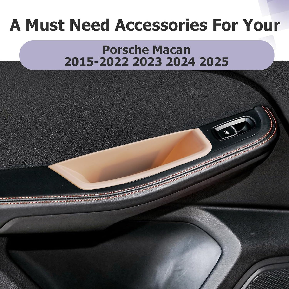 LUWU Door Tray Organizer Compatible with 2015-2026 Porsche Macan S/T/GTS Accessories Center Console Organizer Armrest Console Storage Box Insert Tray ABS Material Beige 4PCS (Not for Macan EV)
