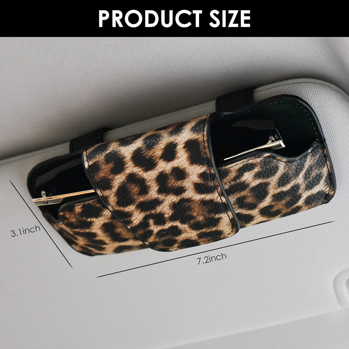 Sunglass Holder for Car Visor, Car Sunglasses Holder Leather, Eyeglasses Holder Glasses Storage Case Visor Accessories