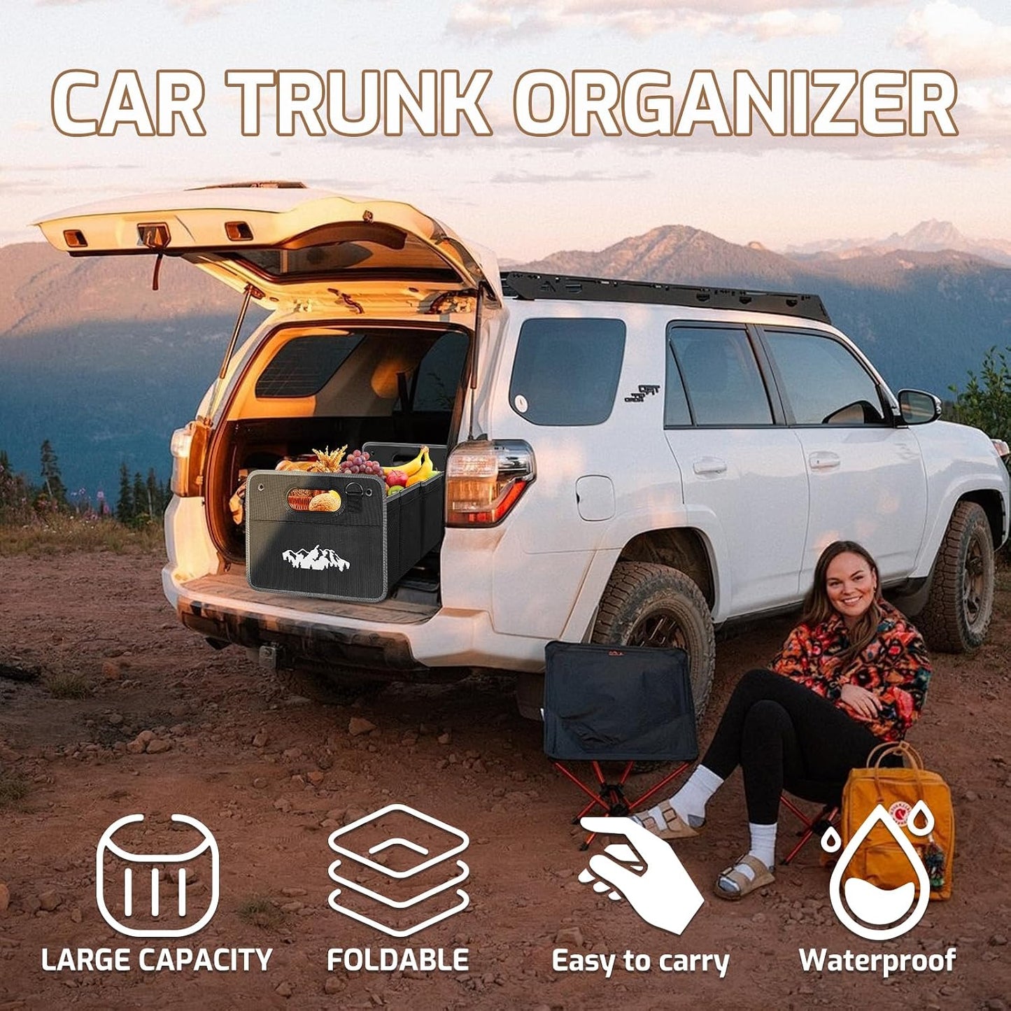 Car Trunk Organizer Foldable Storage Box Cargo Container for Subaru (White) | Collapsible Car Trunk Cargo Organizer SUV Interior Accessorie for Subaru Outback Crosstrek Forester Ascent Impreza WRX Legacy