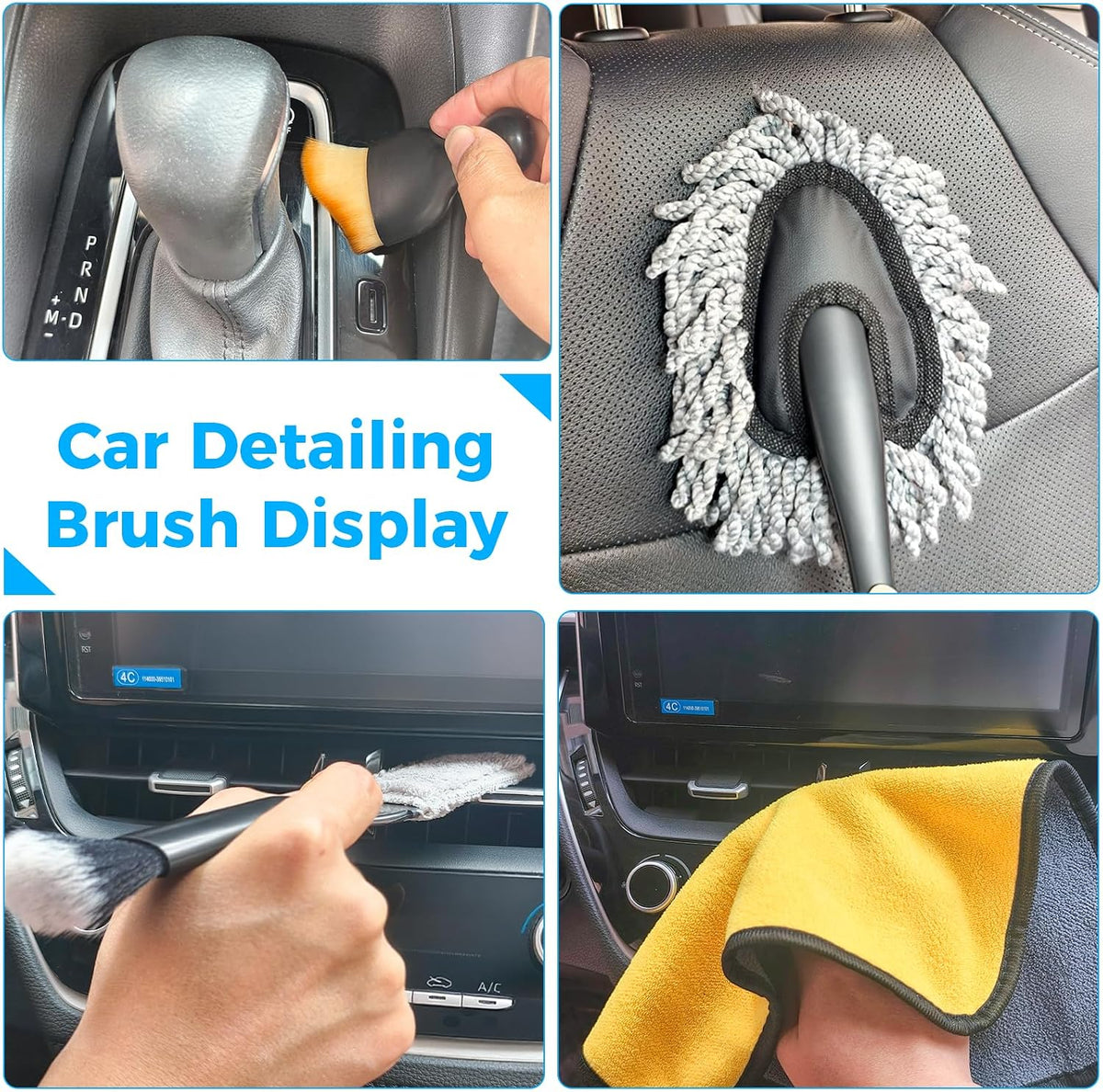 17Pcs Car Cleaning Kit Windshield Cleaner Tool with 3 Extra Microfiber Pads Car Interior Detailing Brushes Dash Duster & Microfiber Towels All-in-One Car Cleaning Supplies for Women Men