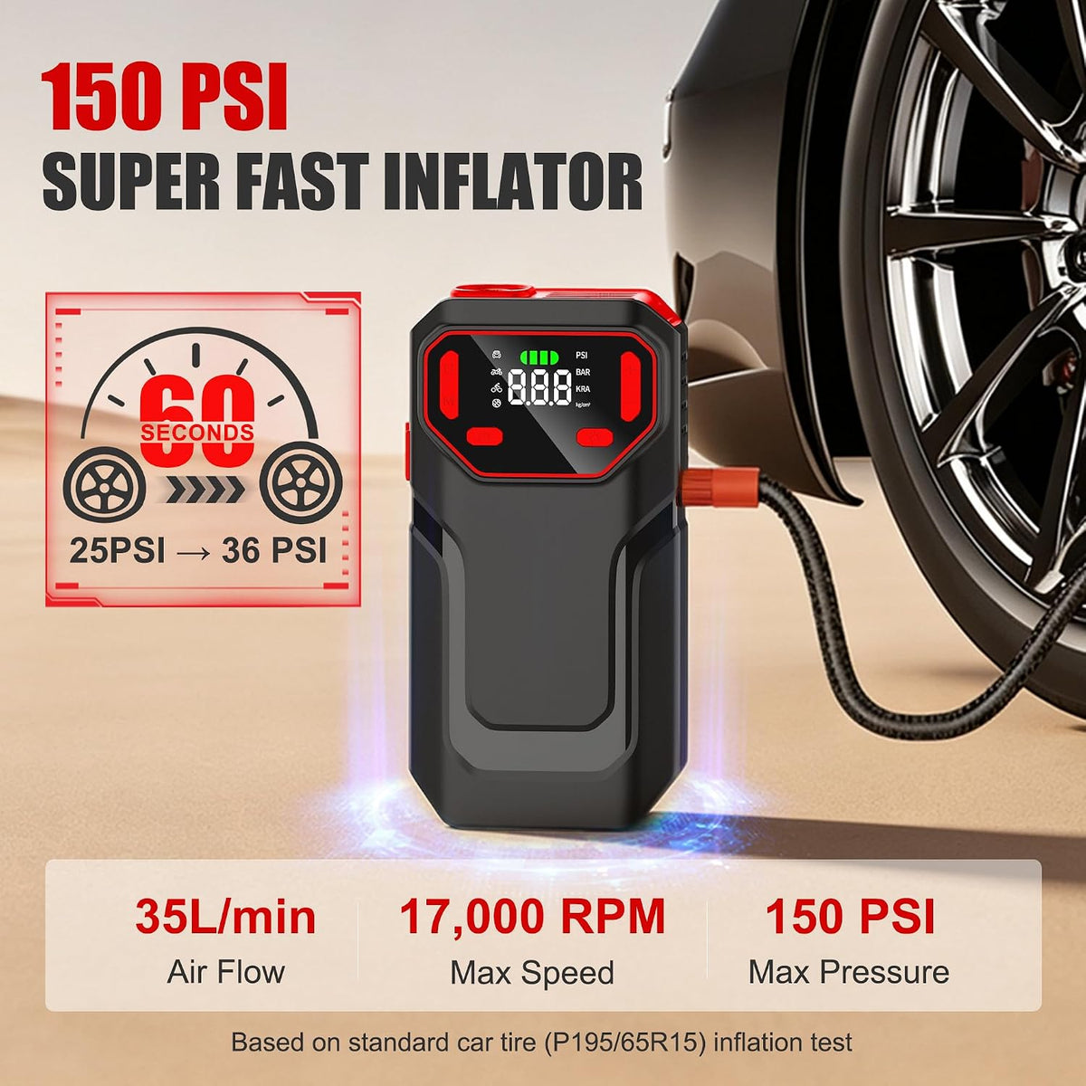Car Jump Starter 2000A with Air Compressor