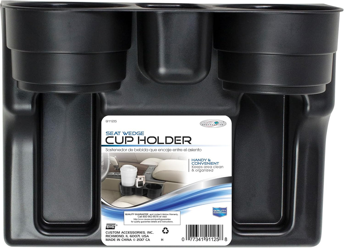 Custom Accessories Seat Wedge Cup Holder, Center Storage for Smartphones