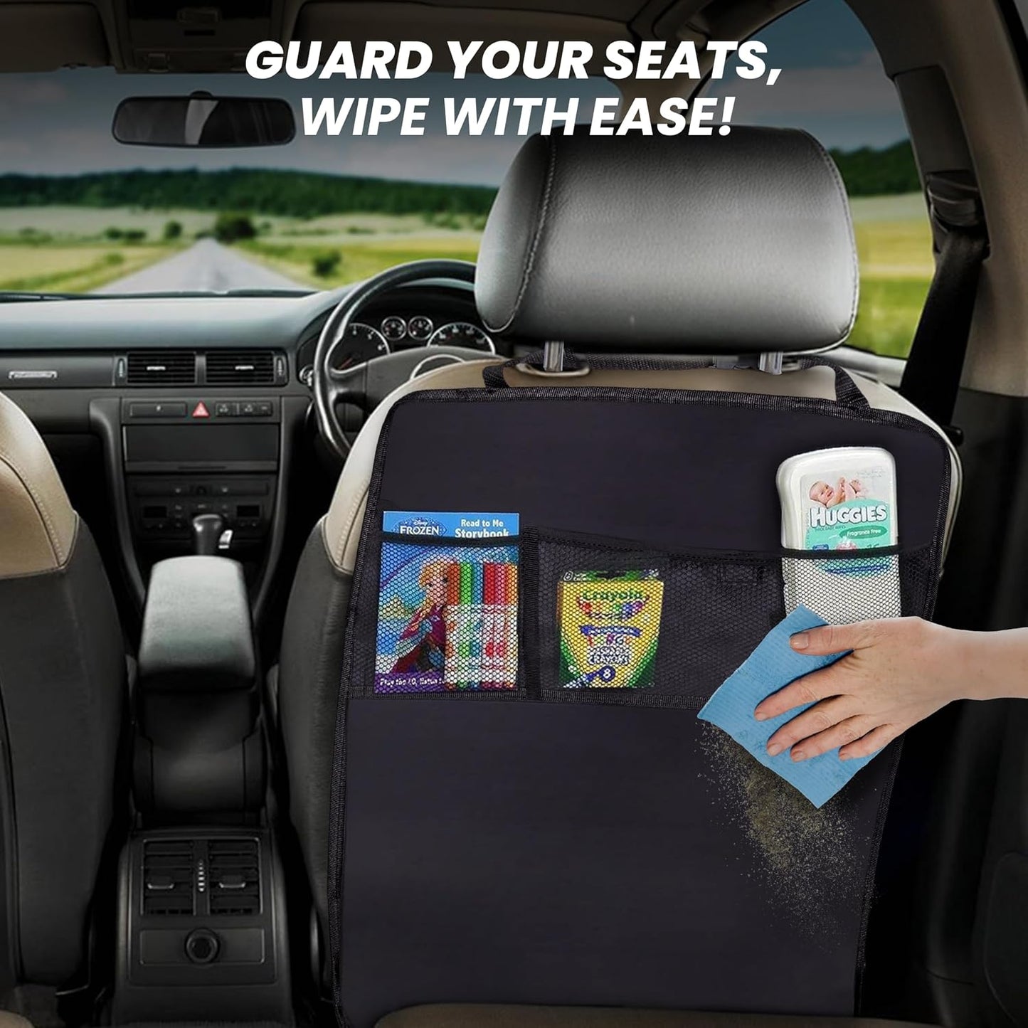 EcoNour Car Kick Mats Back Seat Protector (2 Pack),Car Seat Protector & Backseat Organizer with Storage Pockets for Kids,Waterproof Back Seat Cover for Dirt,Mud & Scratch Protection Travel Accessories
