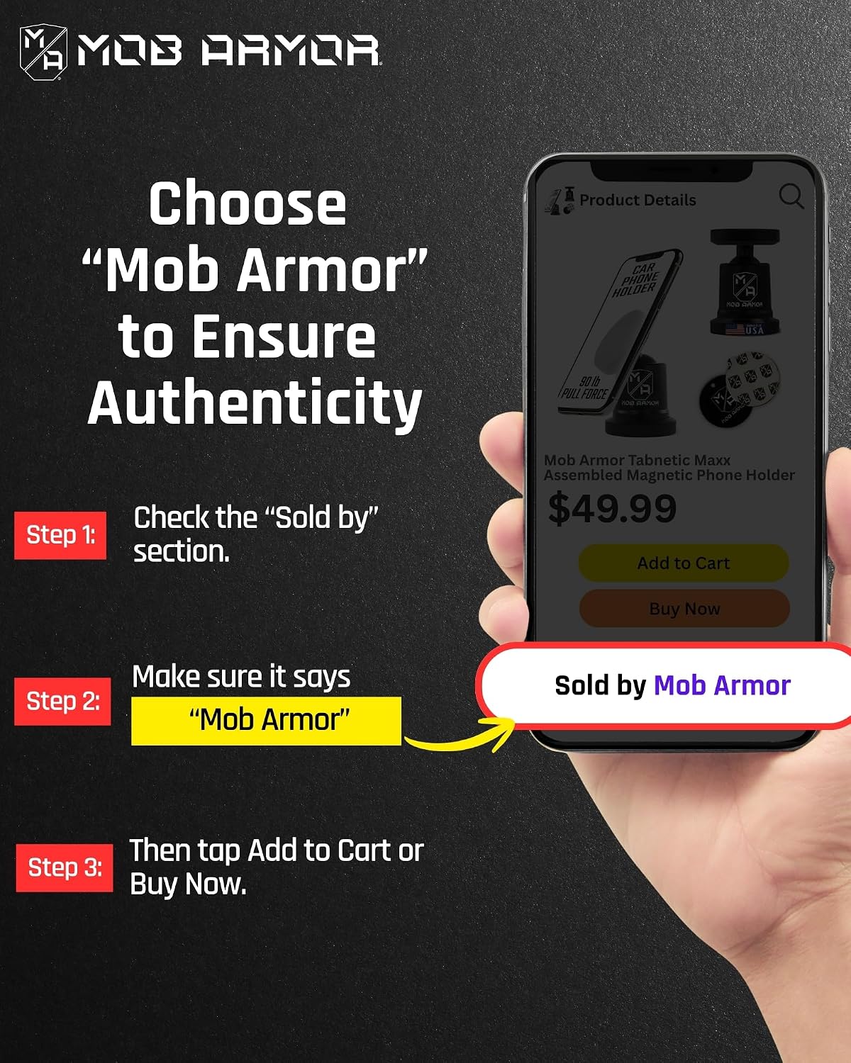 Mob Armor MobNetic Maxx Magnetic Car Phone Holder Mount, Black
