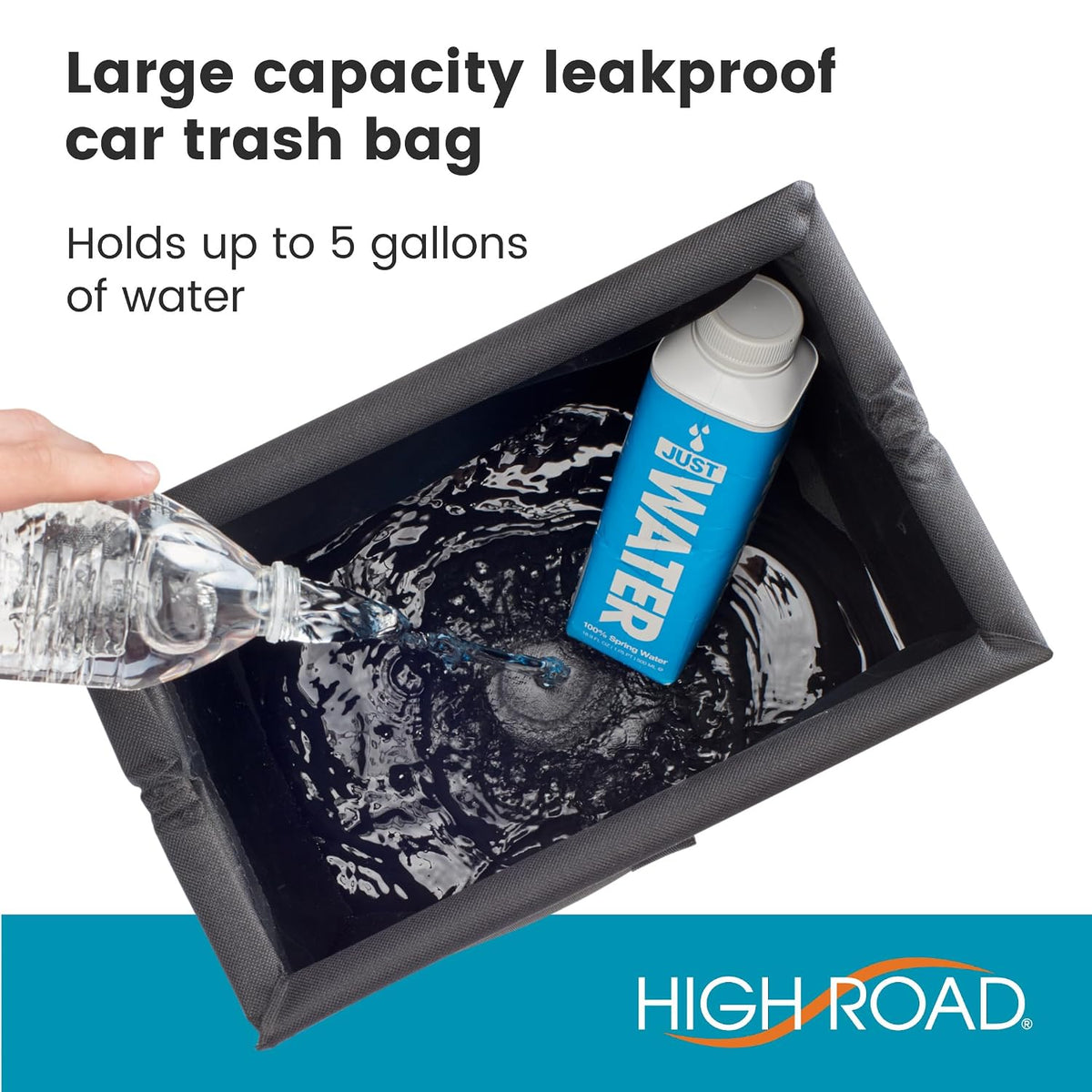 High Road Large TrashStash Hanging Car Trash Can Garbage Bag with Push-Close Lid and Waterproof Bin for Cars, SUVs and Trucks, Holds 4.5 Gallons of Car Trash