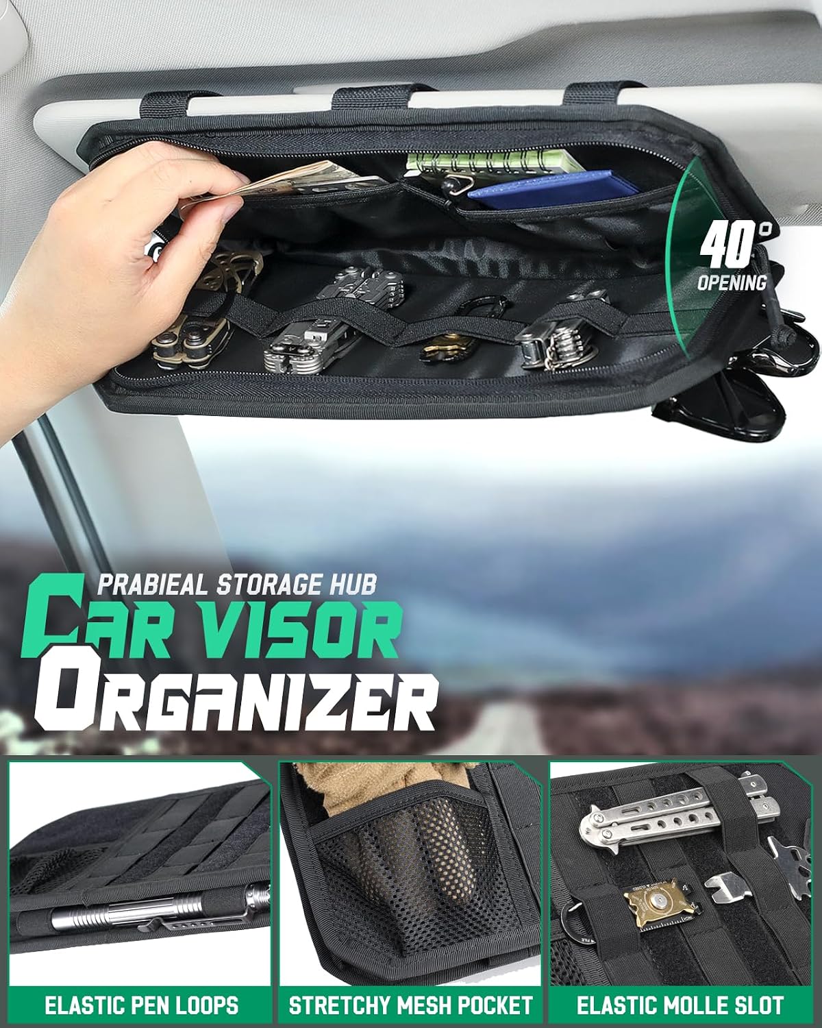 LIVANS Tactical Car Sun Visor Organizer, Fit Cars Trucks SUV Jeeps Patrols | Livans Tactical Car Sun Visor Organizer, Fit Cars Trucks Suv Jeeps Patrols