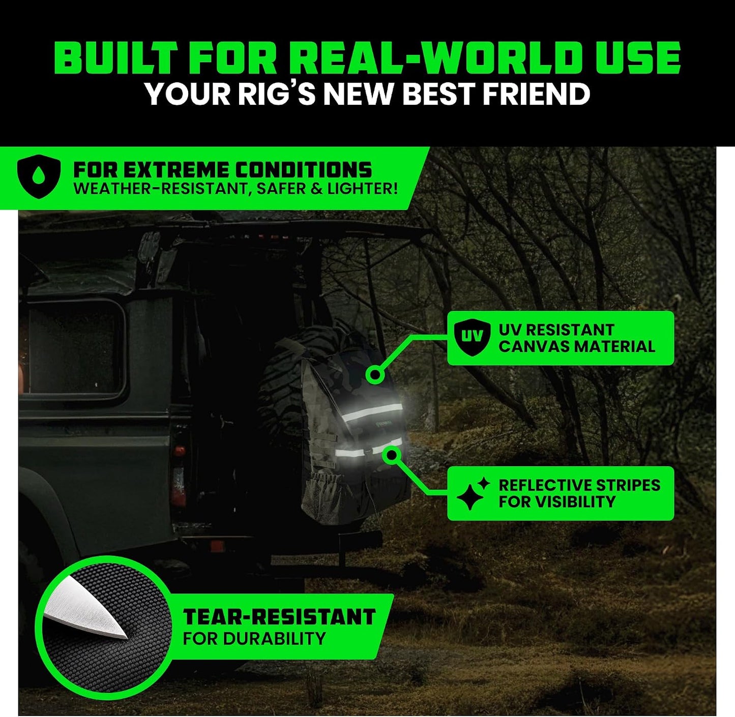 Rhino USA Spare Tire Trash Bag - Ultimate Car Storage Solution For Overlanding Accesories, Firewood, Water, Camping Essentials and More! - Camo